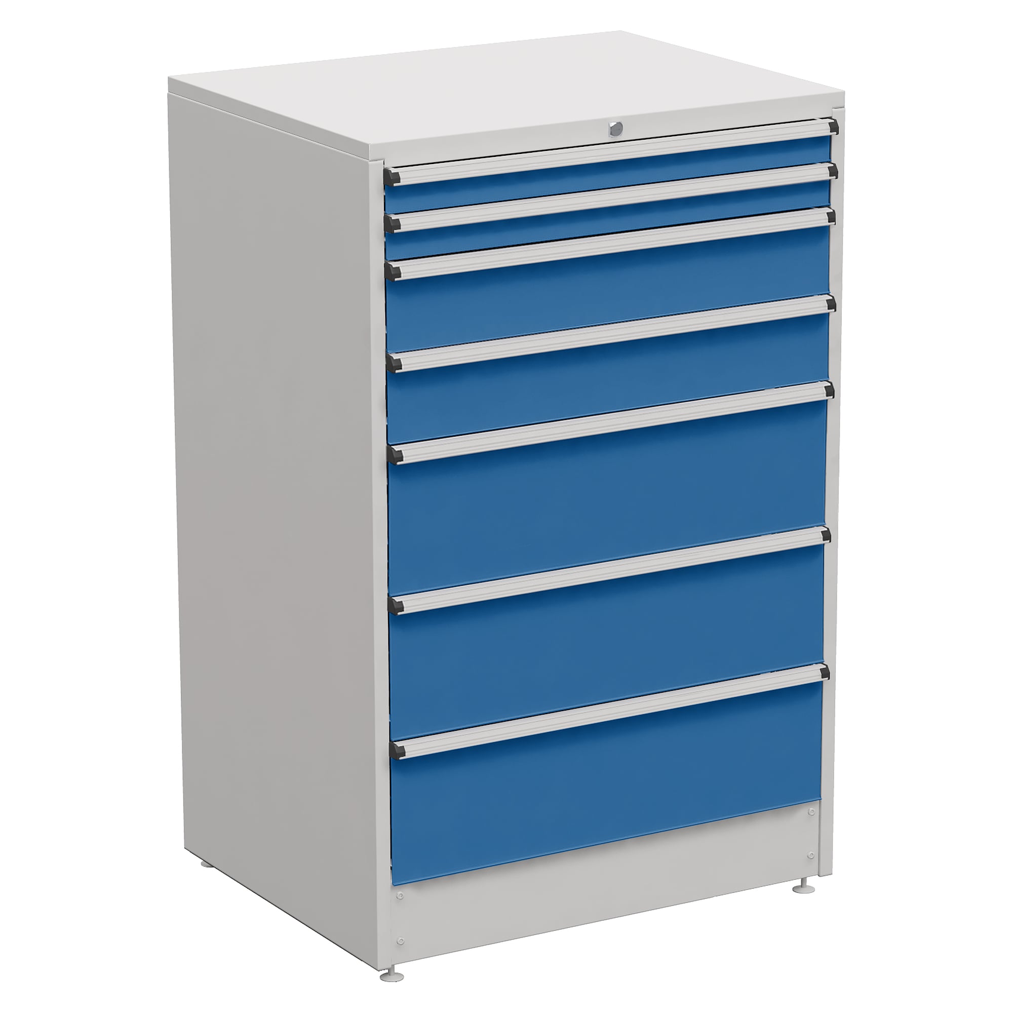 Bloc à tiroirs 90/140-37 à extension totale, 7 tiroirs, 910x715x1400 mm, bleu - Treston 61707037H