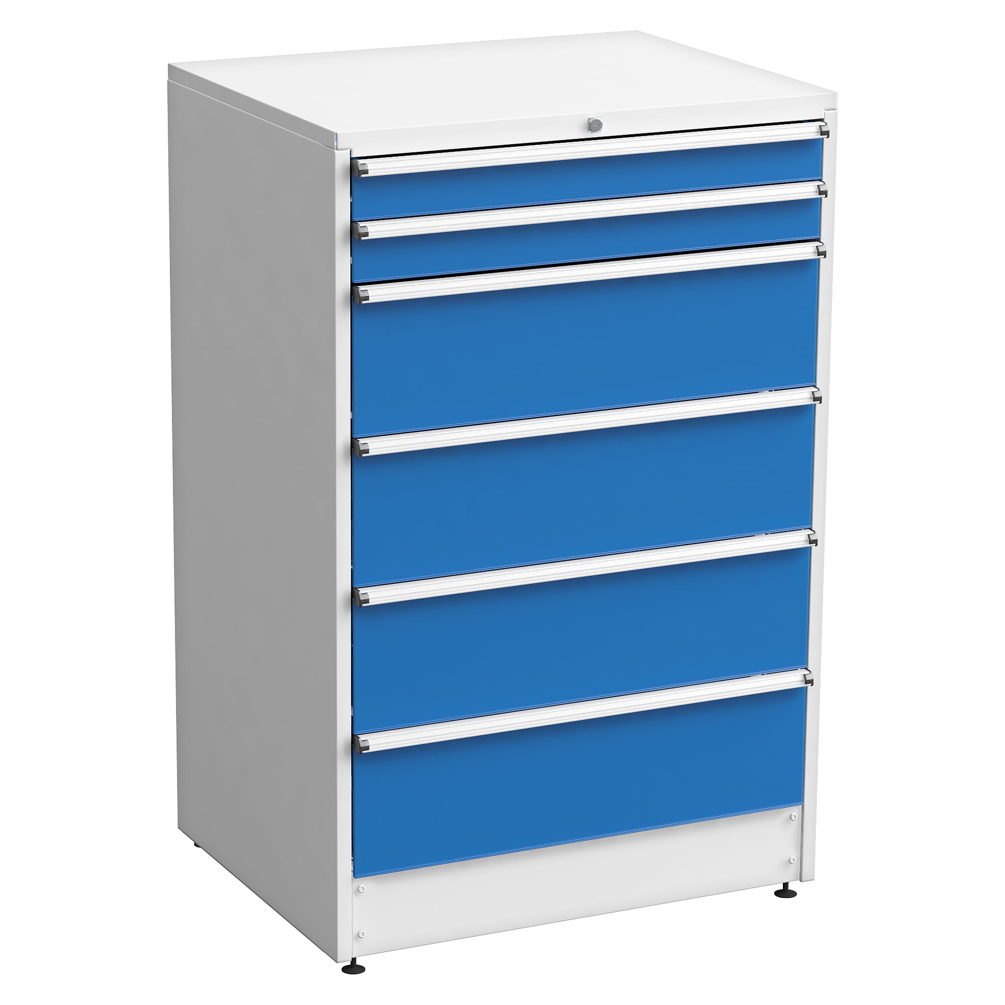Schubladenblock 90/140-38 mit 6 Schubladen, 910x715x1400 mm, blau - Treston 61707038
