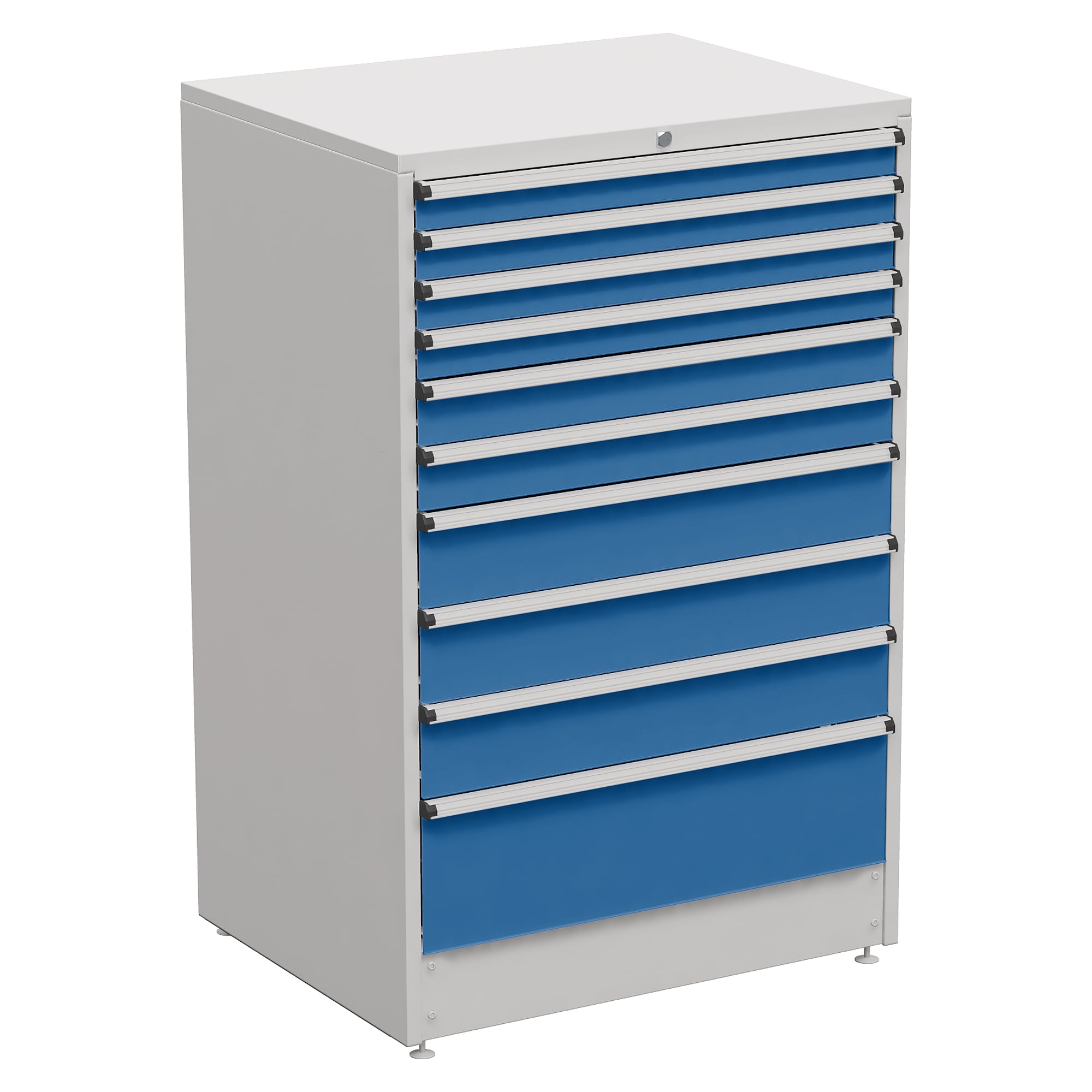 Drawer block 90/140-4, 910x715x1400 mm, 10 drawers, full extension, blue, without cover and rubber mat - Treston 61707004H