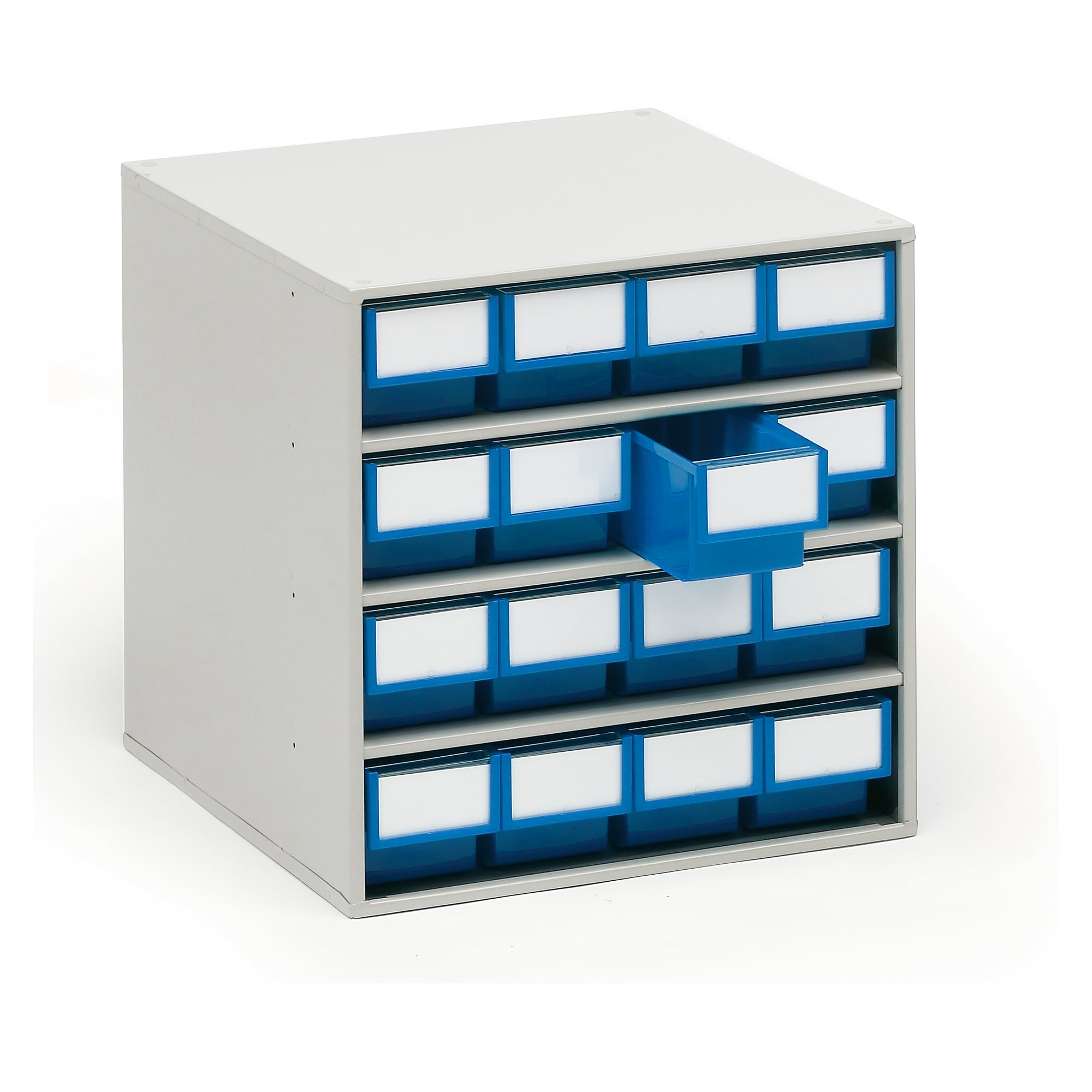 Bloc à tiroirs 400x400x395 mm, 16 tiroirs, bleu - Treston 1640-6
