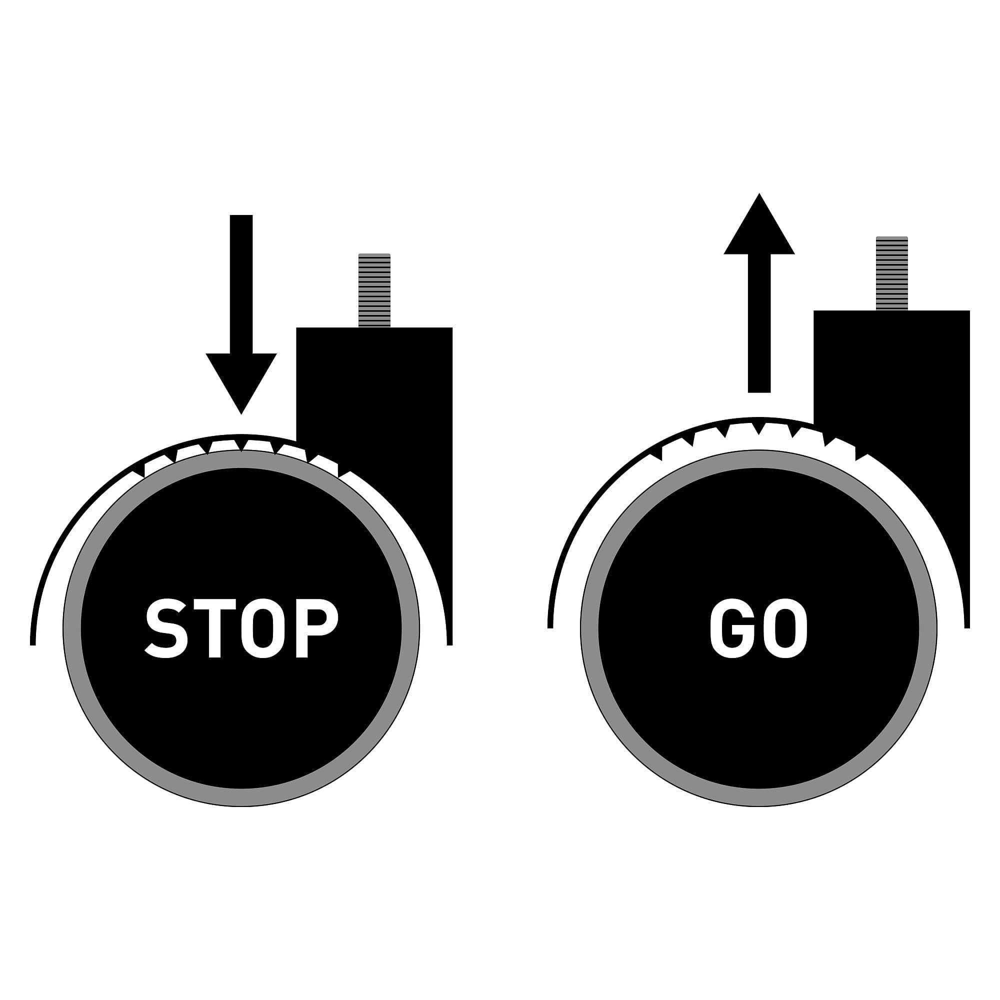 Jeu de roulettes souples Stop-Go pour sols durs, 5 pièces - Treston CSTOP