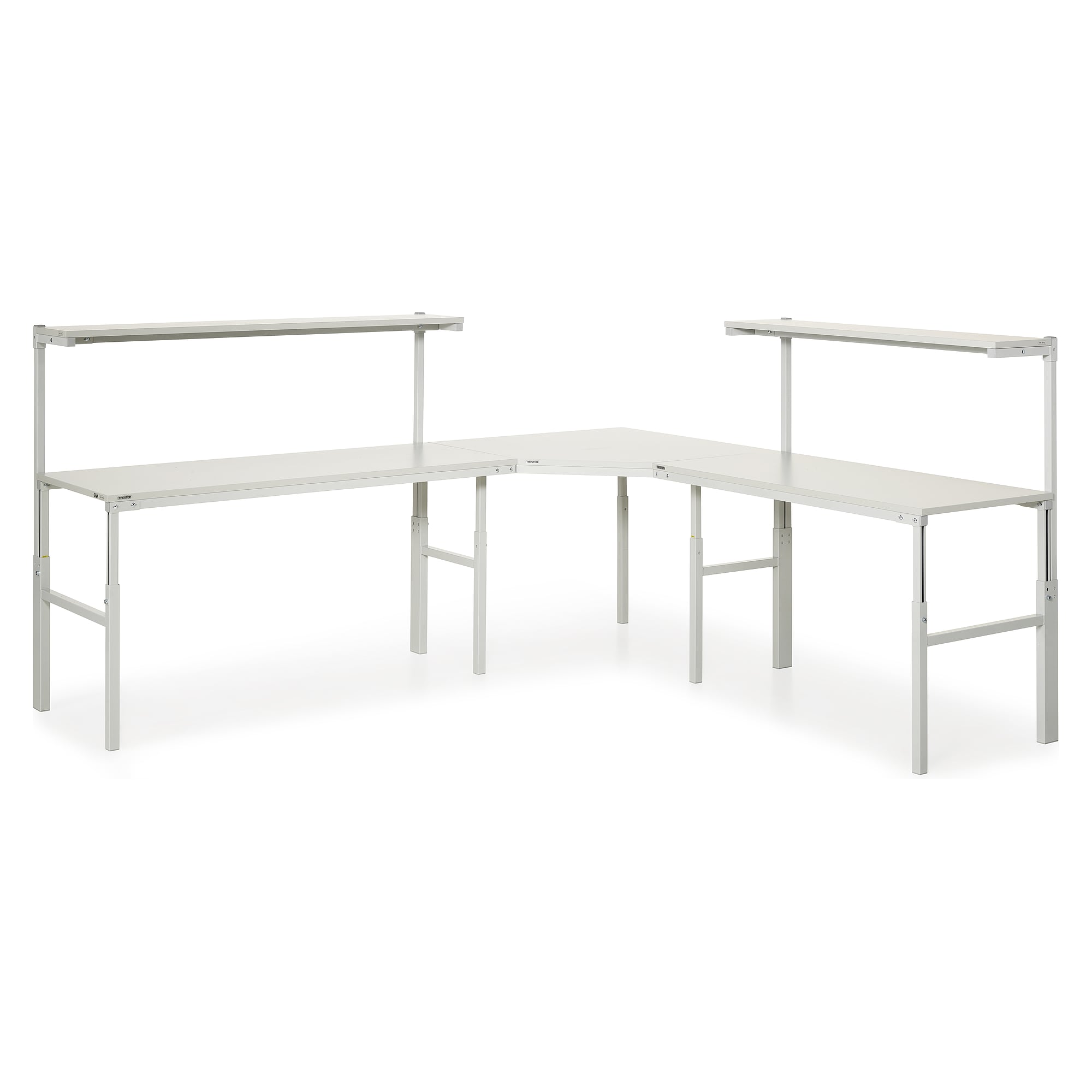 Ecktisch TPH für 90-Grad-Aufbau, 700 mm Tiefe, 1100 x 1100 mm, grau - Treston TPH707KK