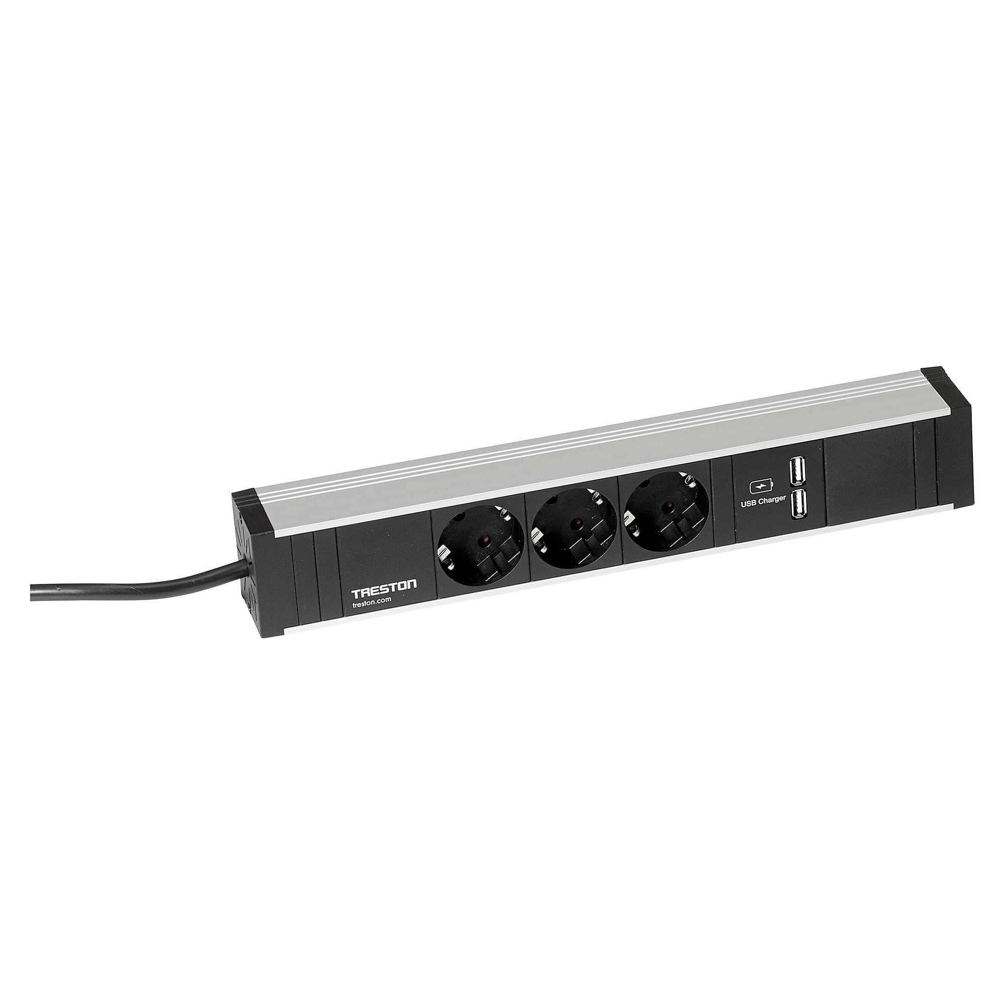 Power rail 331, 331 mm, 3 Schuko sockets, 2x USB - Treston TPR3-001