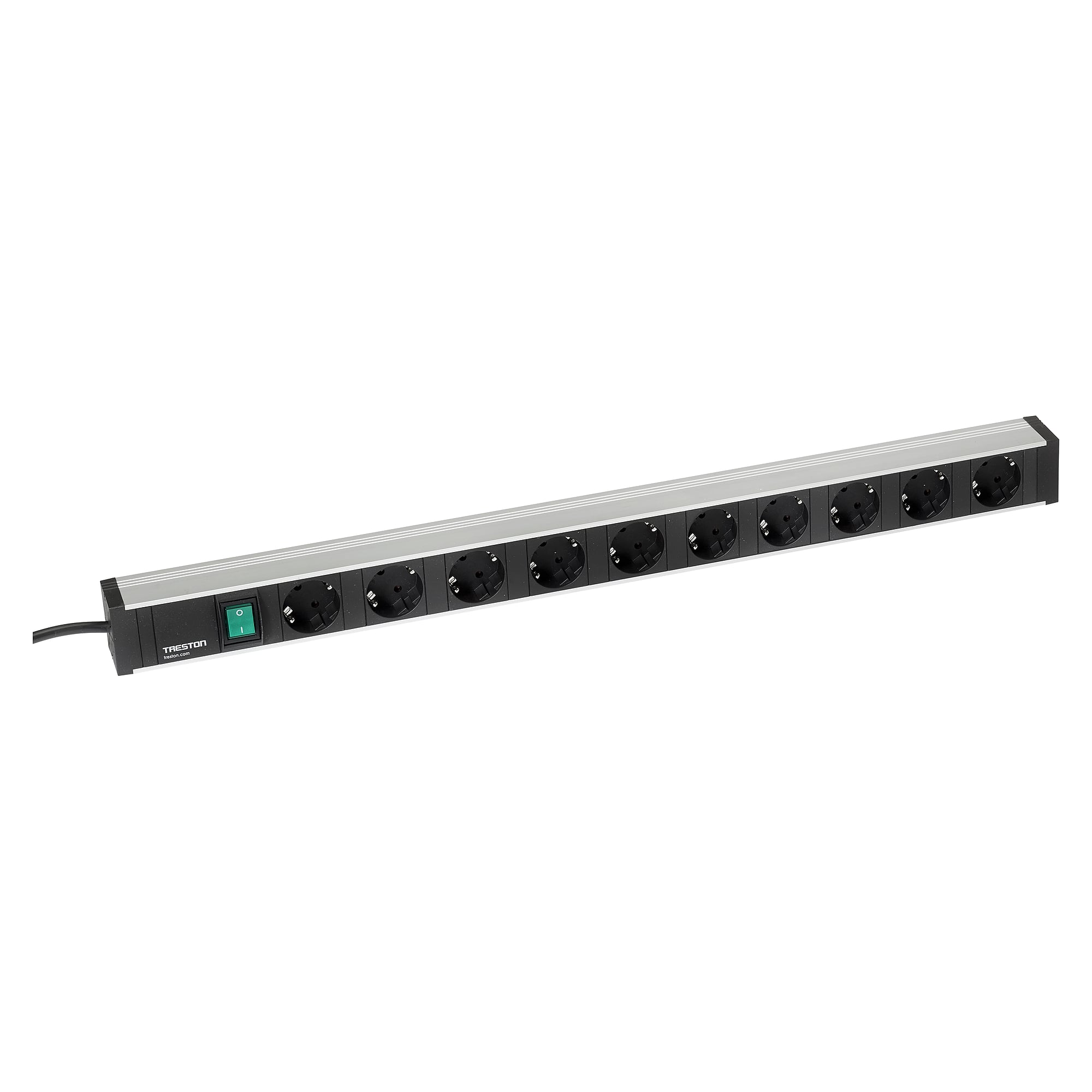 Power rail 683 mm, 10 Schuko sockets, switch, for M750 - Treston TPR7-038