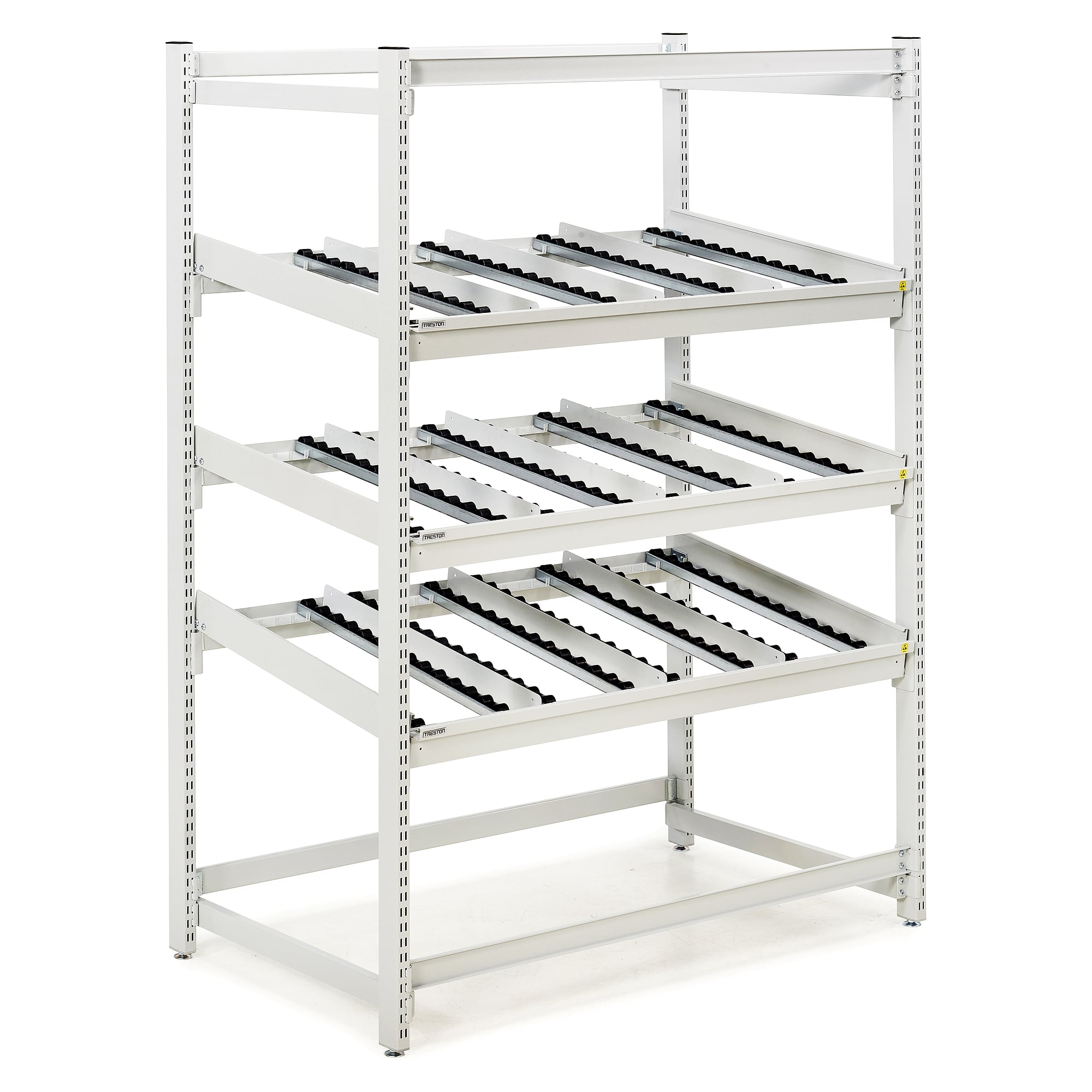 FiFo-Durchlaufregal Basismodul M1350 ESD, 1380x805x1860 mm - Treston TFR1350-49