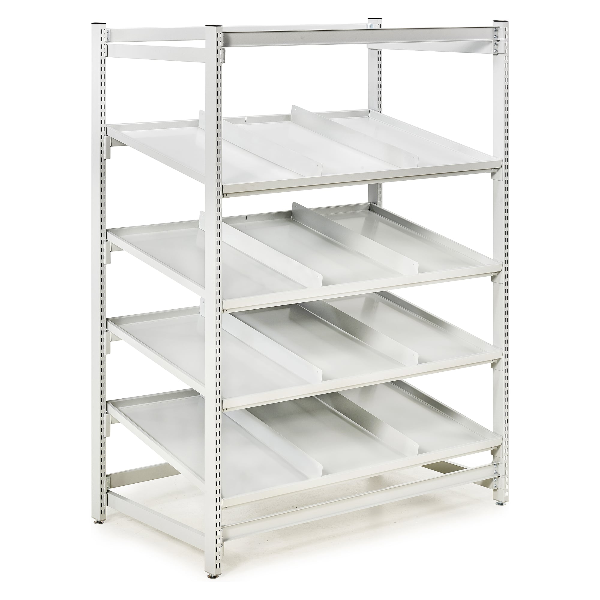 FiFo-Durchlaufregal M1350 mit 4 Stahlböden, 1385x805x1860 mm - Treston TFR1350SS-49