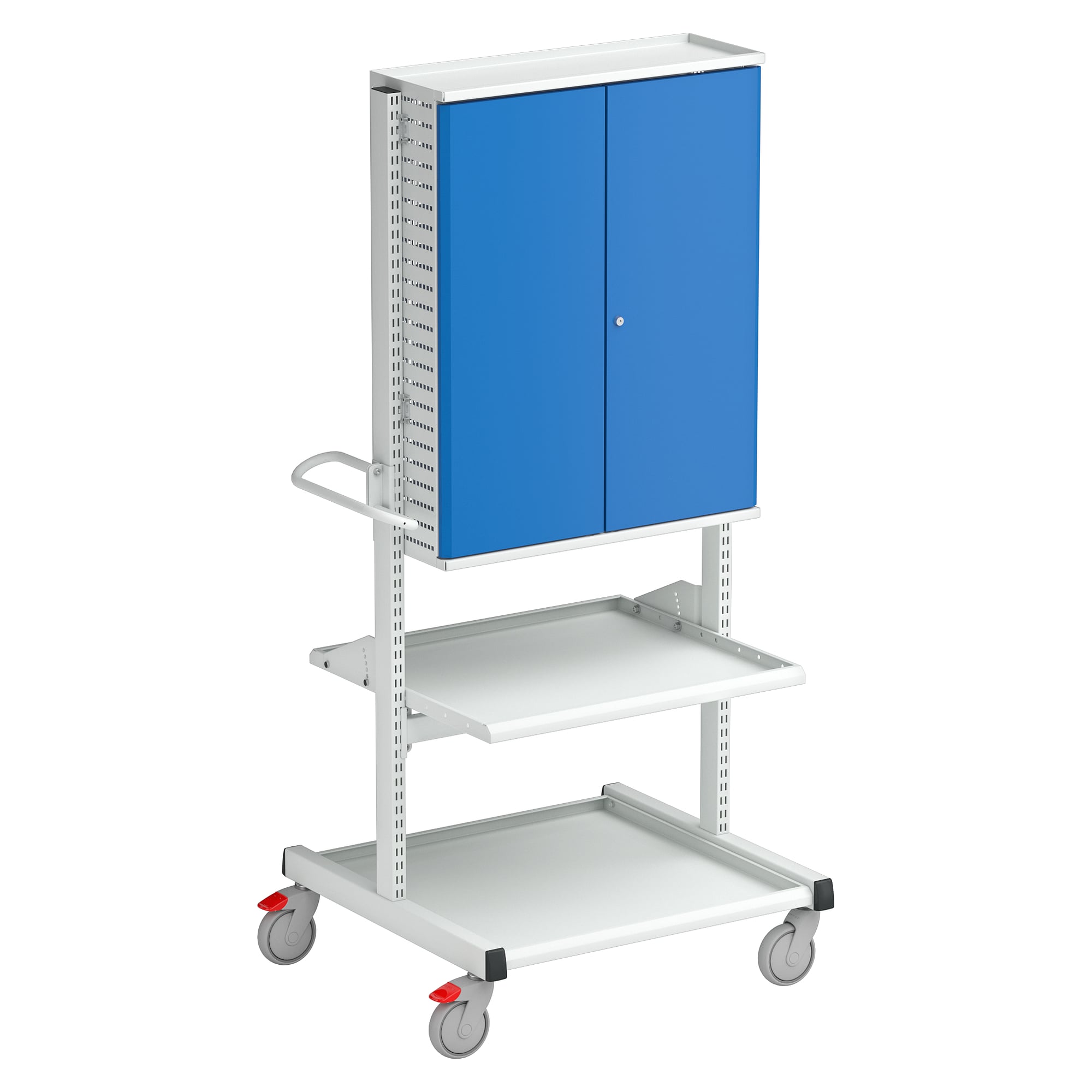 Industrie-Multiwagen M750 hoch mit gelochtem Werkzeugschrank, 790 x 760 x 1790 mm, 300 kg - Treston TMTH7-104-07