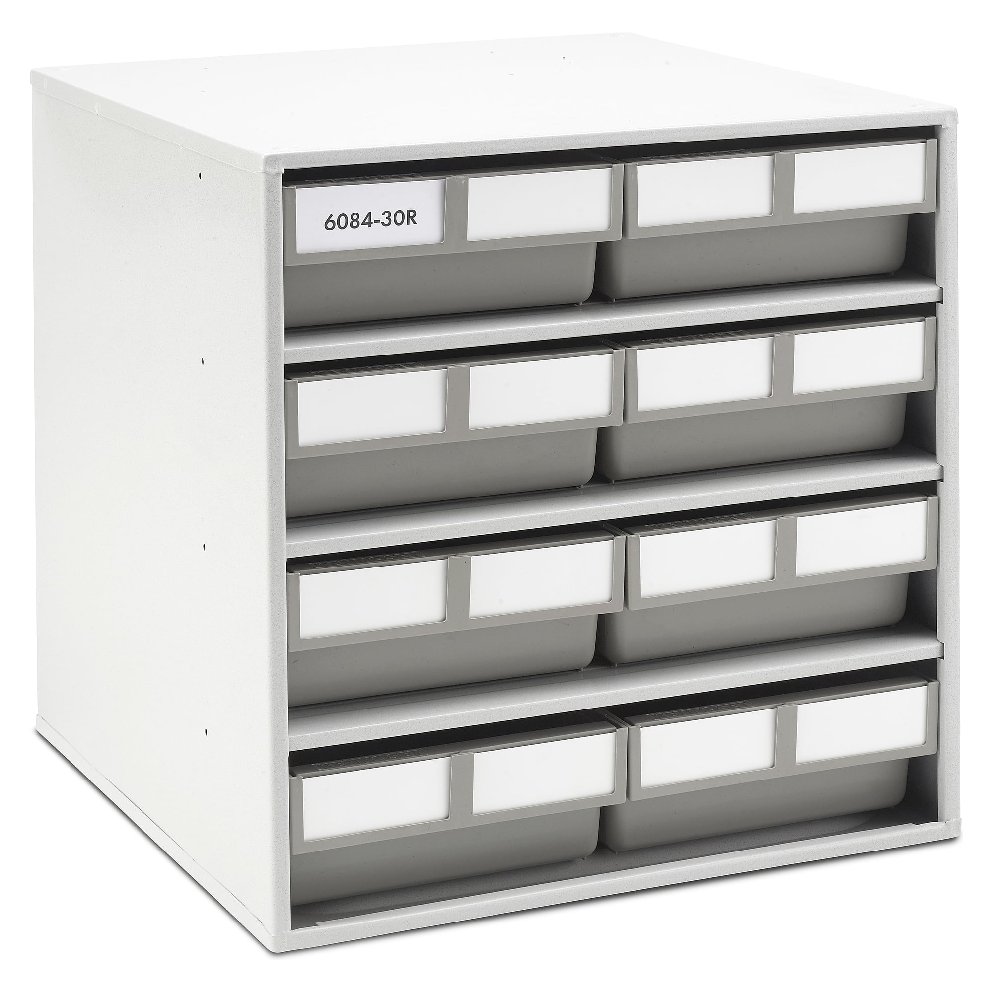 Schubladenmagazin ReBOX 400x400x395 mm mit 8 Schubladen 6420-30R, Stahlrahmen RAL 7035 - Treston 6084-30R