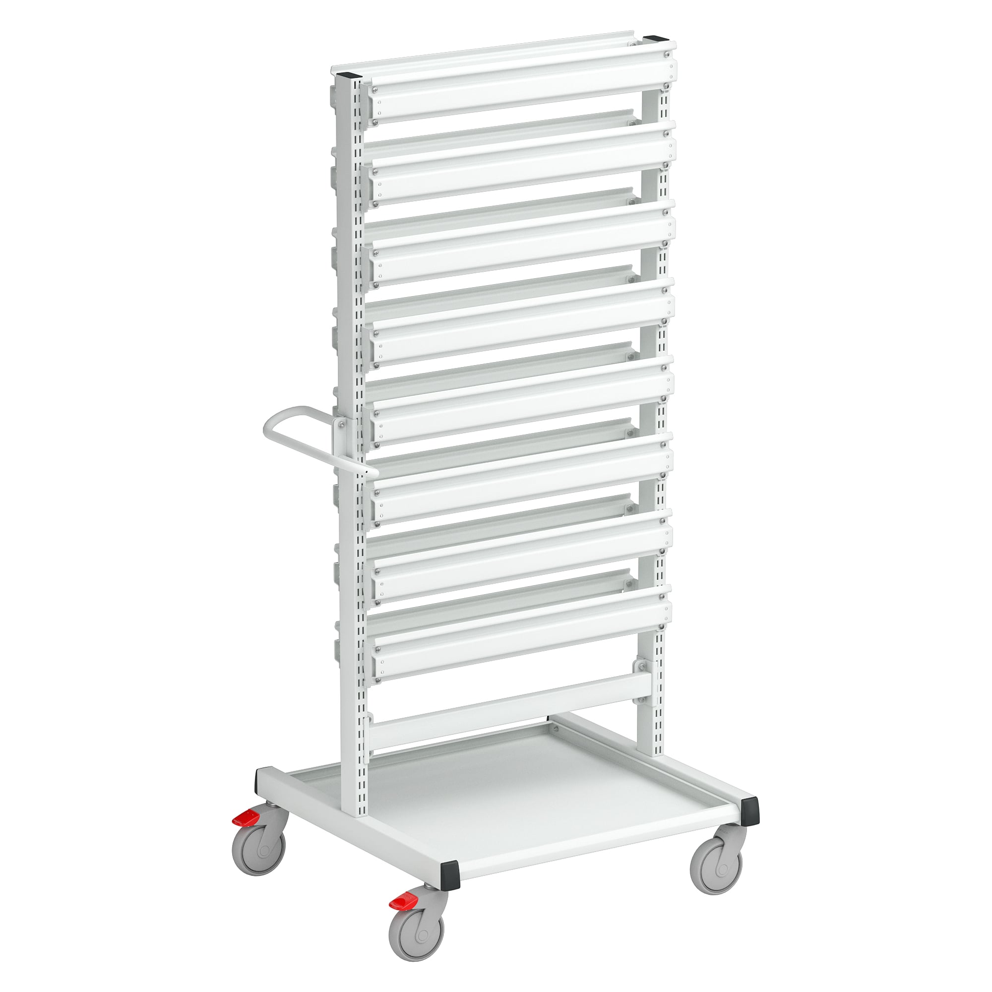 Stacking bin trolley with 16 rails, 780x715x1630 mm, grey - Treston BT-170B