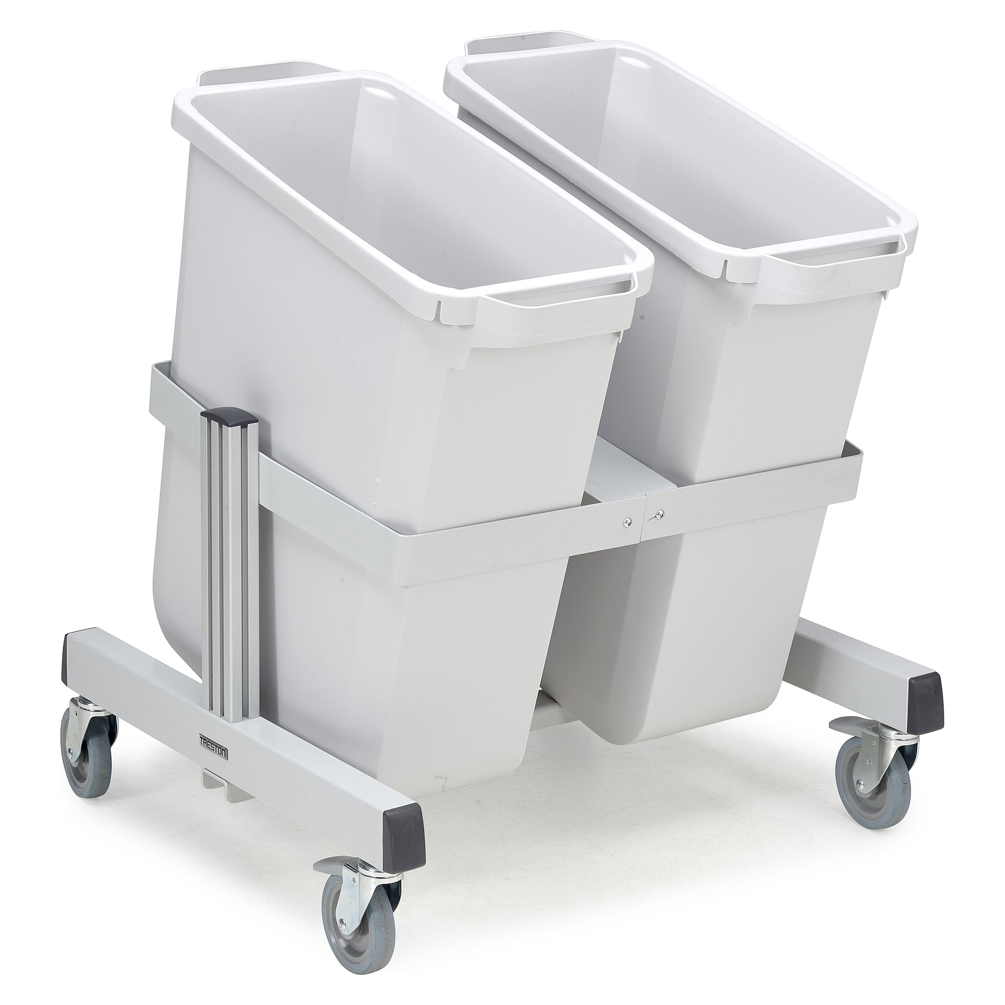 Recycling trolley with 2 wastebins, 4 castors, 680x625x765 mm - Treston PRMT2