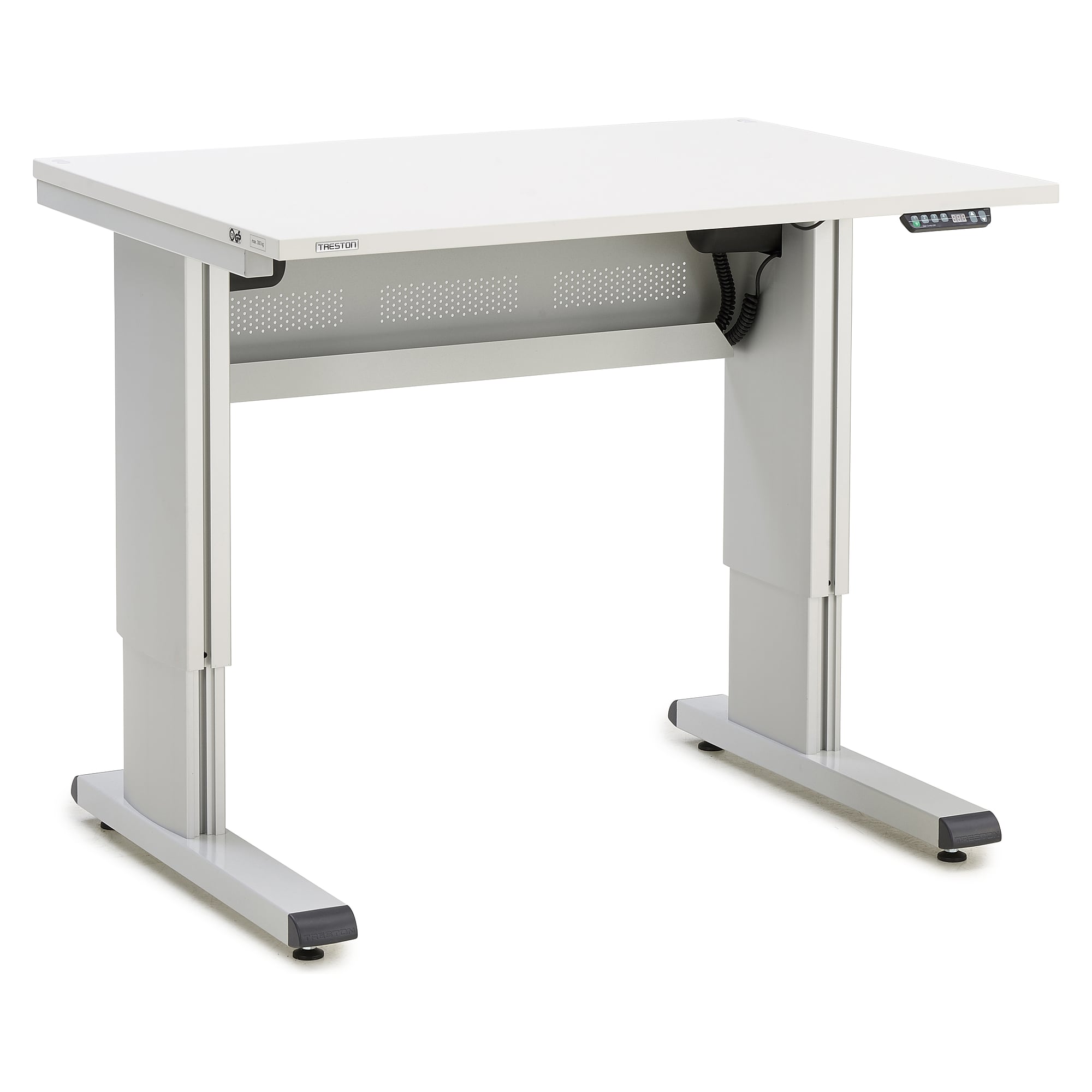 Elektrisch höhenverstellbarer Arbeitstisch mit Kabelwanne, 1073x800 mm - Treston WB811 EL
