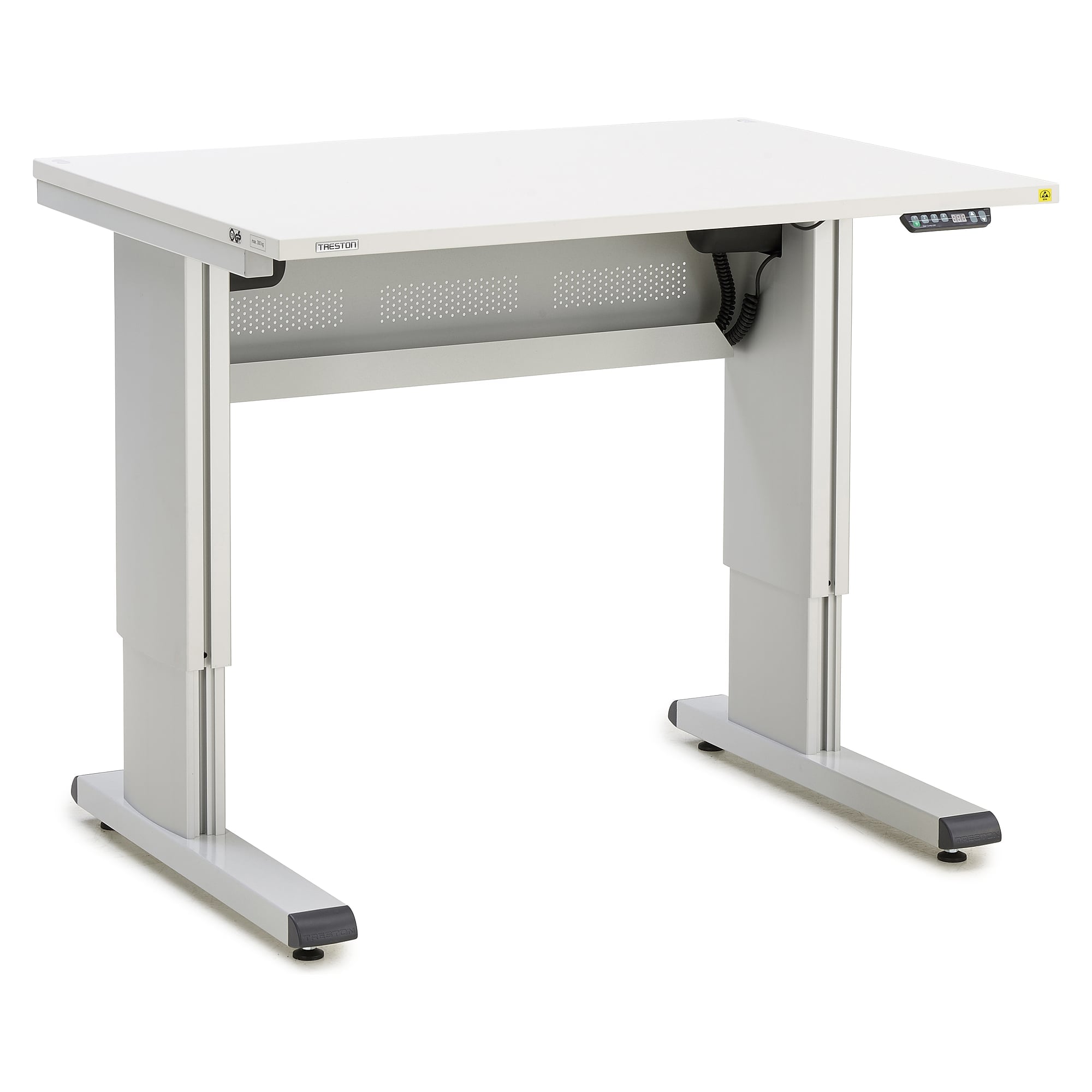 Electrically height-adjustable ESD workbench with cable tray, 1073x800 mm - Treston WB811 EL ESD