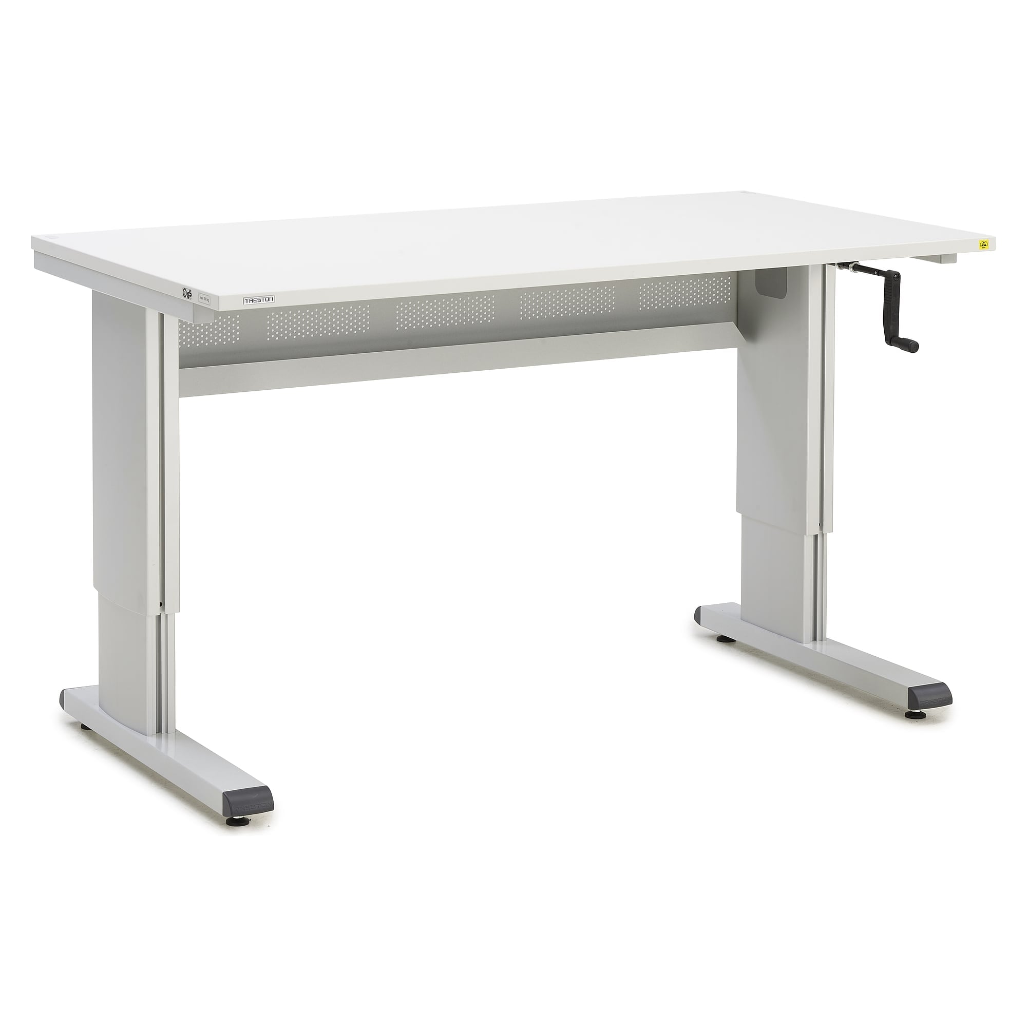 ESD-Arbeitstisch mit Kurbelverstellung und Kabelwanne, 1500x800 mm - Treston WB815 C ESD