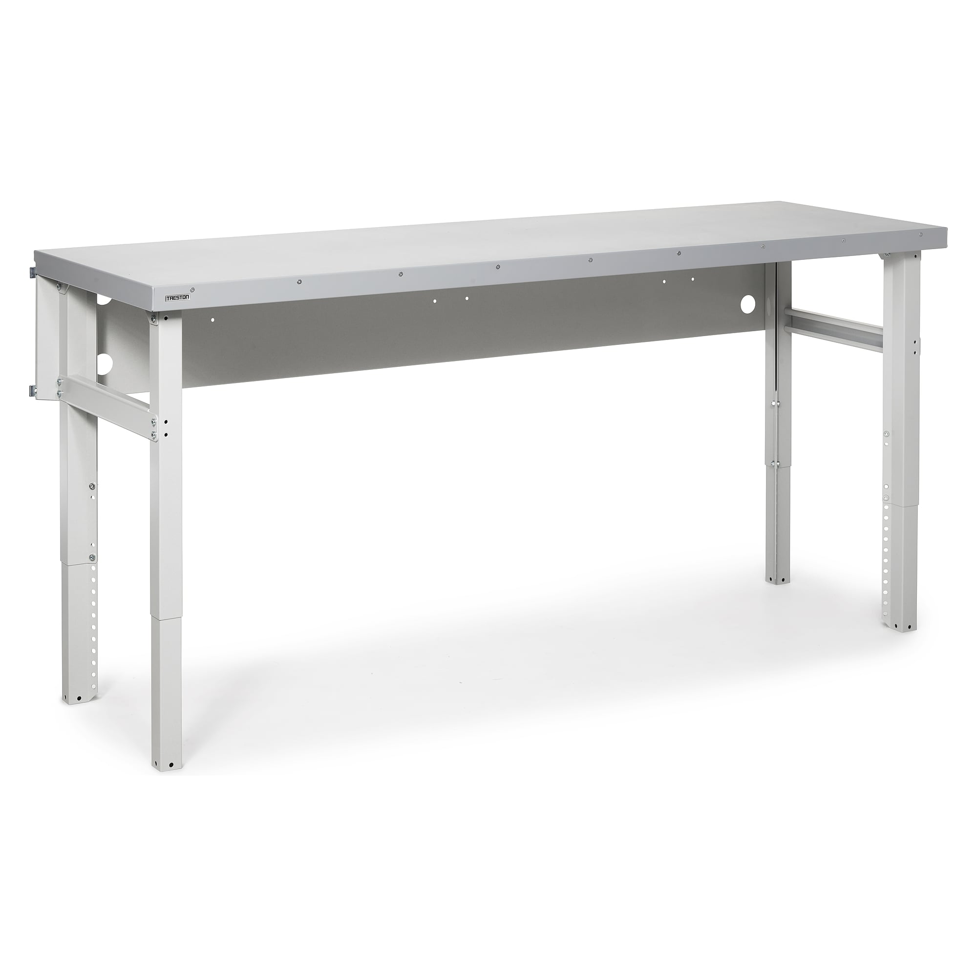 Werkstatt-Werkbank 2000x630 mm mit Stahlauflage, höhenverstellbar 680-980 mm, 550 kg - Treston HWB20063S