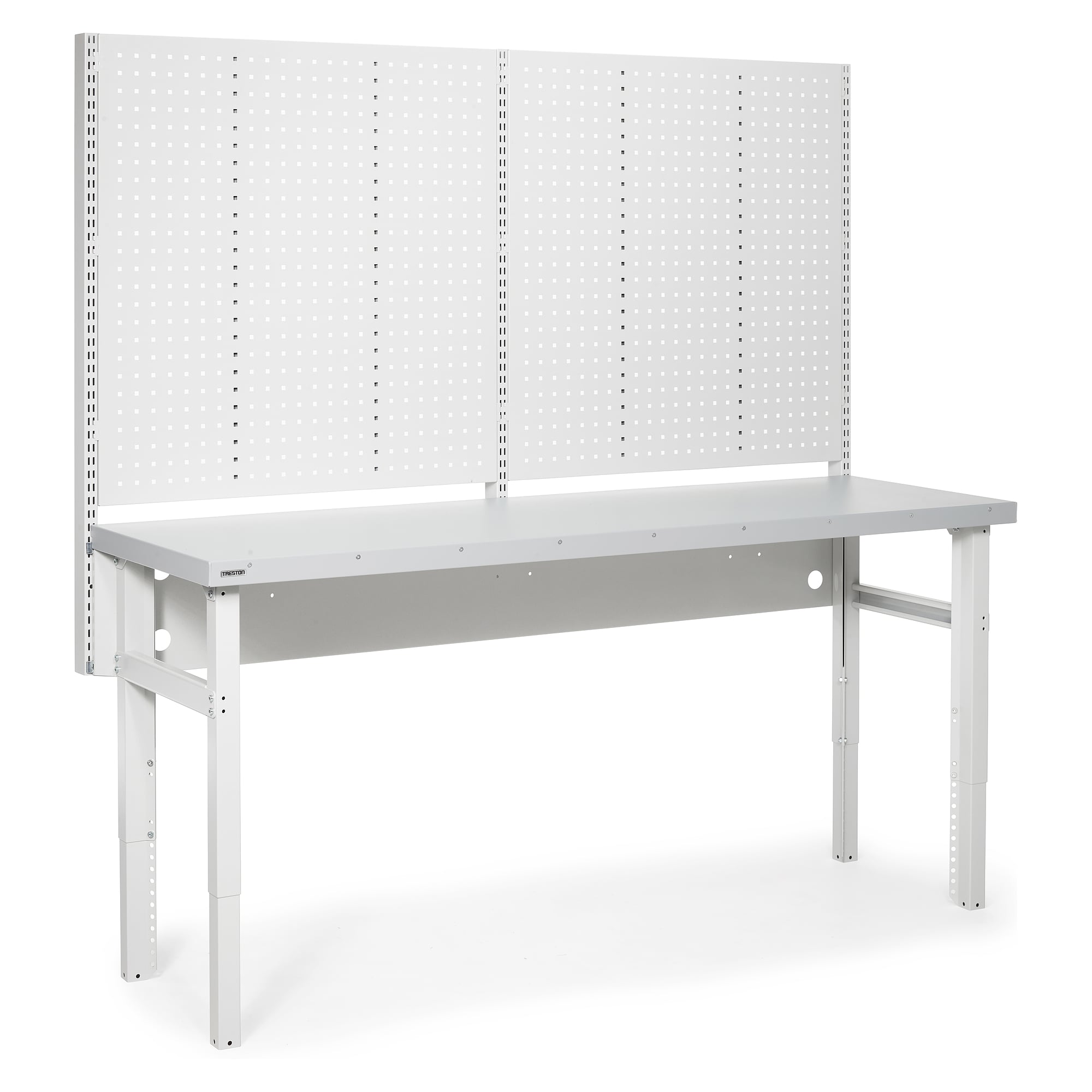Werkstatt-Werkbank 2000x630 mm mit Stahlauflage und Lochwänden, 550 kg - Treston HWB20S-003