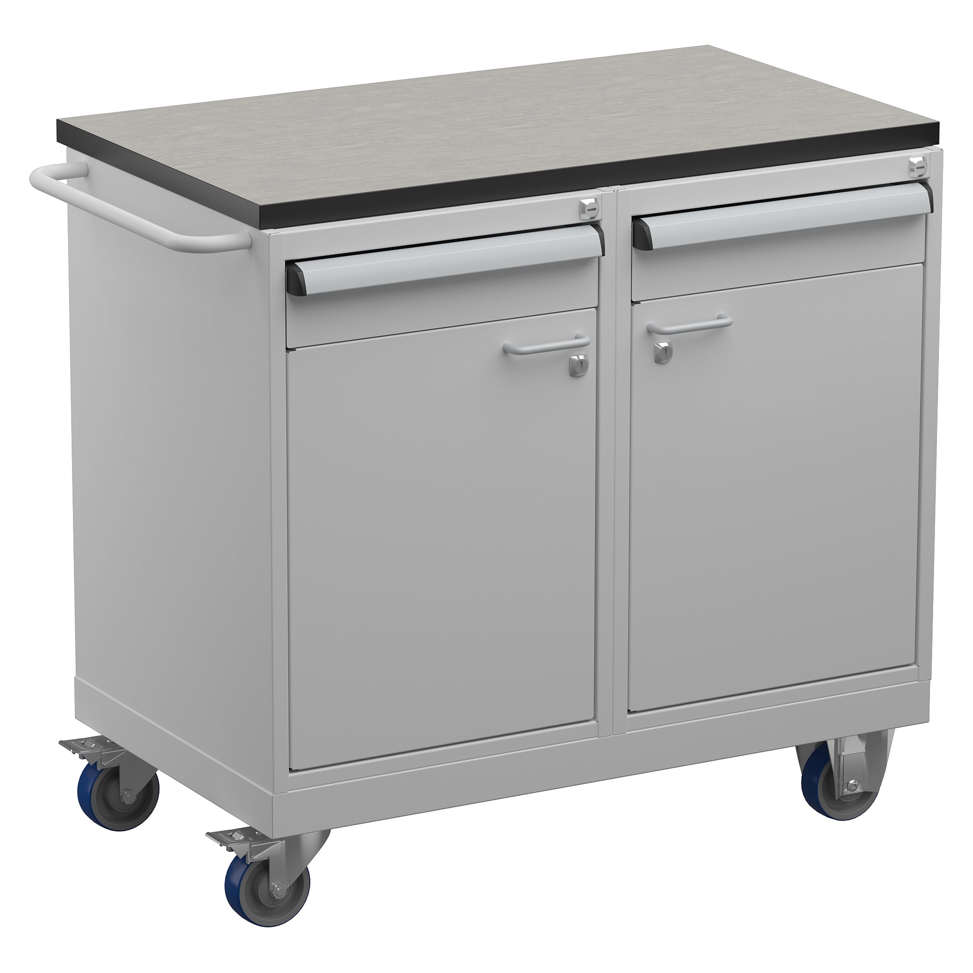 Werkzeugwagen 2 mit Vinylplatte, 2 Schubladen und 2 Schränke, 910x525 mm - Treston TWIN45-102-41