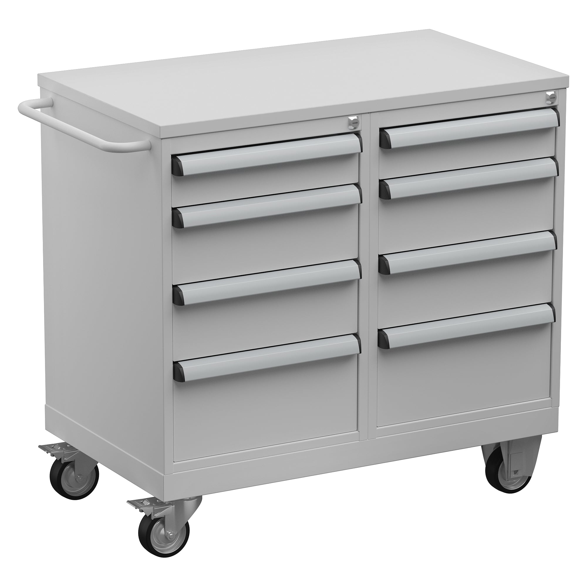 ESD Tool Trolley 3 with Steel Top, 8 Drawers, 910x525 mm - Treston TWIN45-203-49