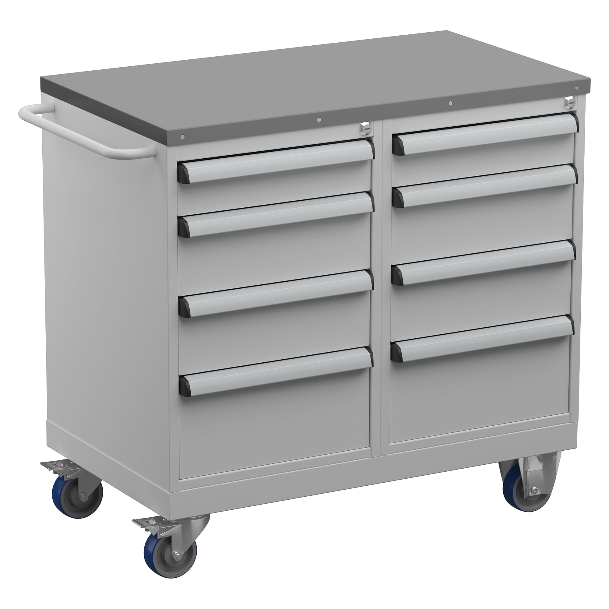 Werkzeugwagen 3 mit Stahlauflage, 8 Schubladen, abschließbar, 910x525x880 mm - Treston TWIN45-003-41