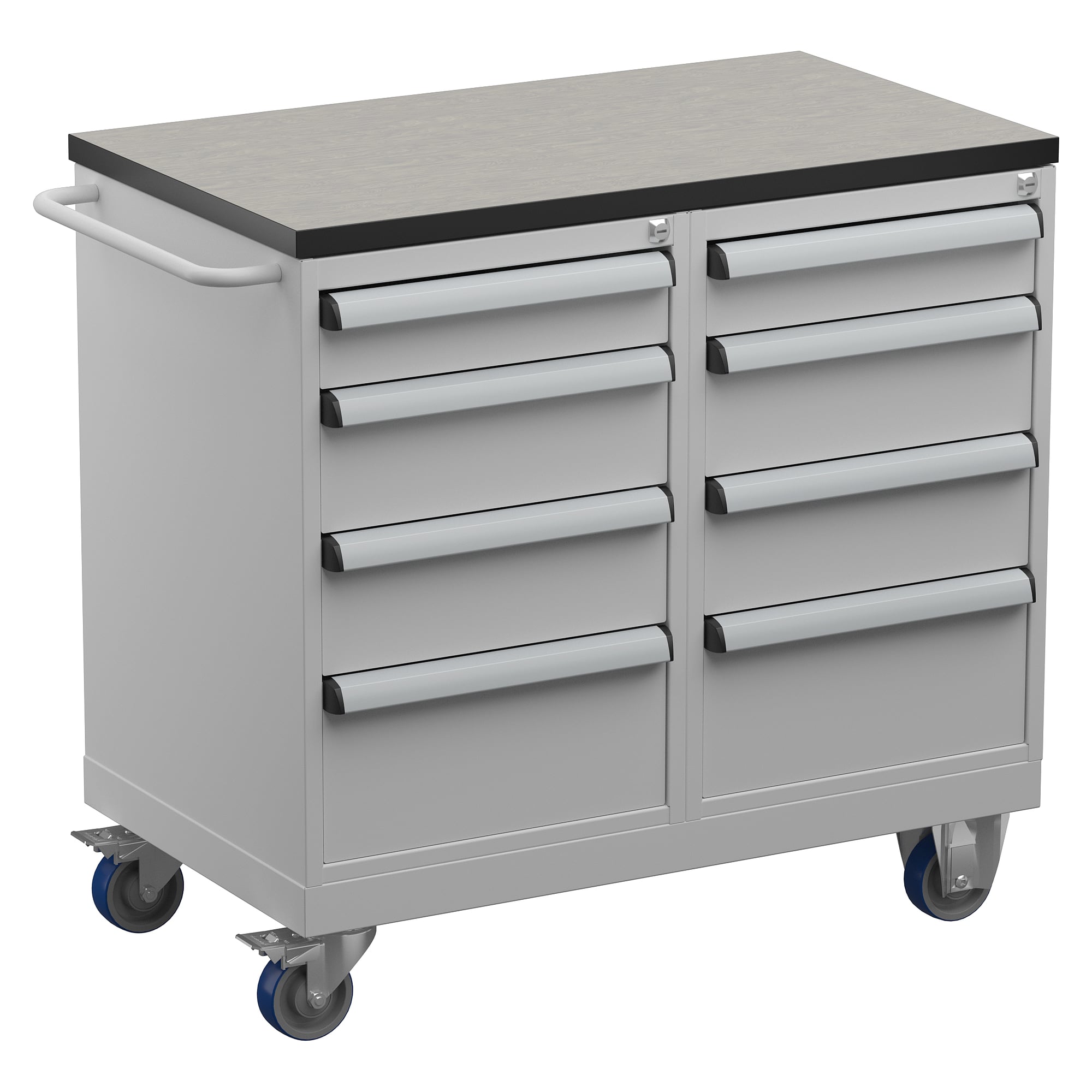Werkzeugwagen 3 mit Vinylplatte, 8 Schubladen, 910x525 mm - Treston TWIN45-103-41