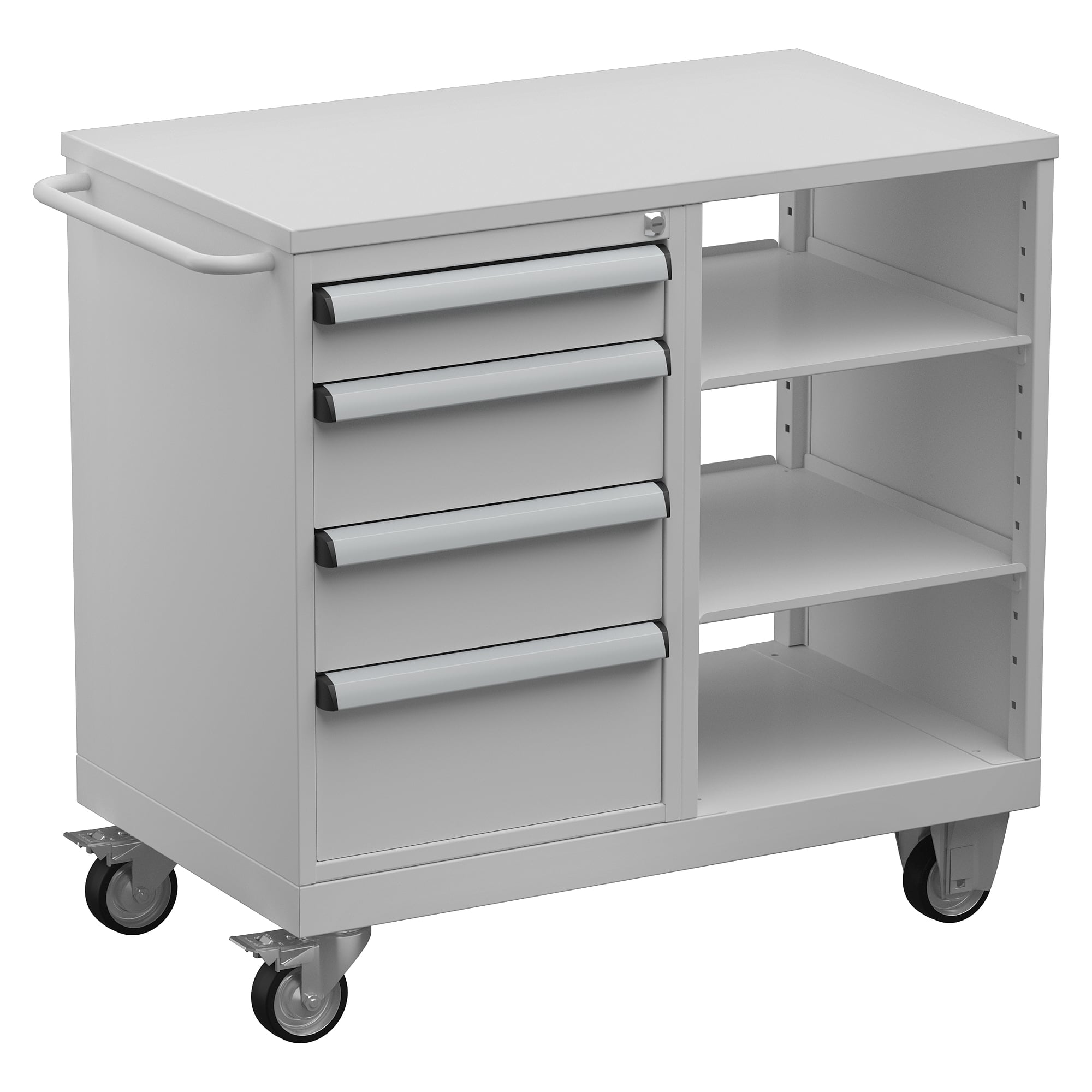 Werkzeugwagen 5 ESD mit Stahlauflage, 4 abschließbare Schubladen, 2 Ablageböden, 910x525 mm - Treston TWIN45-205-49