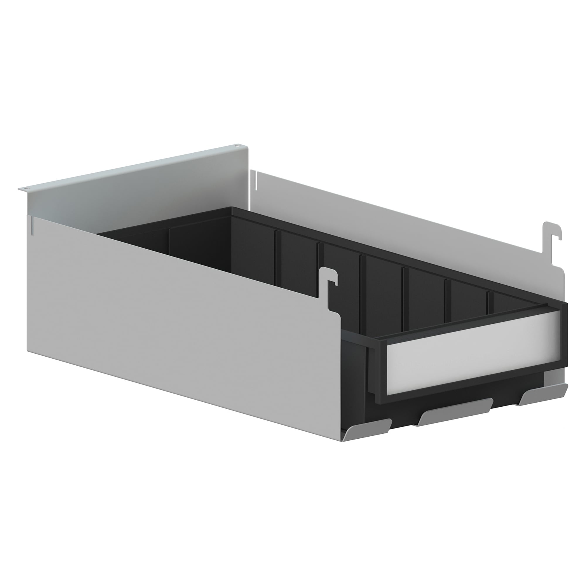 Zubehörbox für Kleinteile mit schwarzem ESD 4020-Behälter und Scanner-Schlitzen - Treston ABTTS4-49