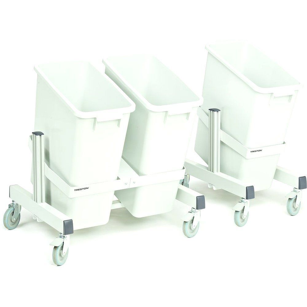 Treston PRMT2. Wagen für Abfallbehälter inkl. 2 Abfallbehälter, mit 4 Rollen, 680x625x765 mm