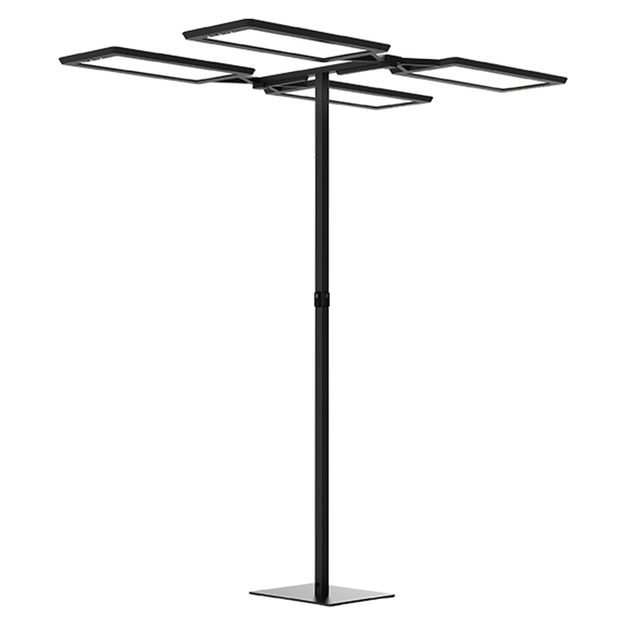 LED floor lamp YARA.quadH YHS 4/15000/840/RX/SW/CEE/S0/R, 60,000 lm, 4000 K, LTX multisensor, Bluetooth, black - Waldmann 114268000-00813499