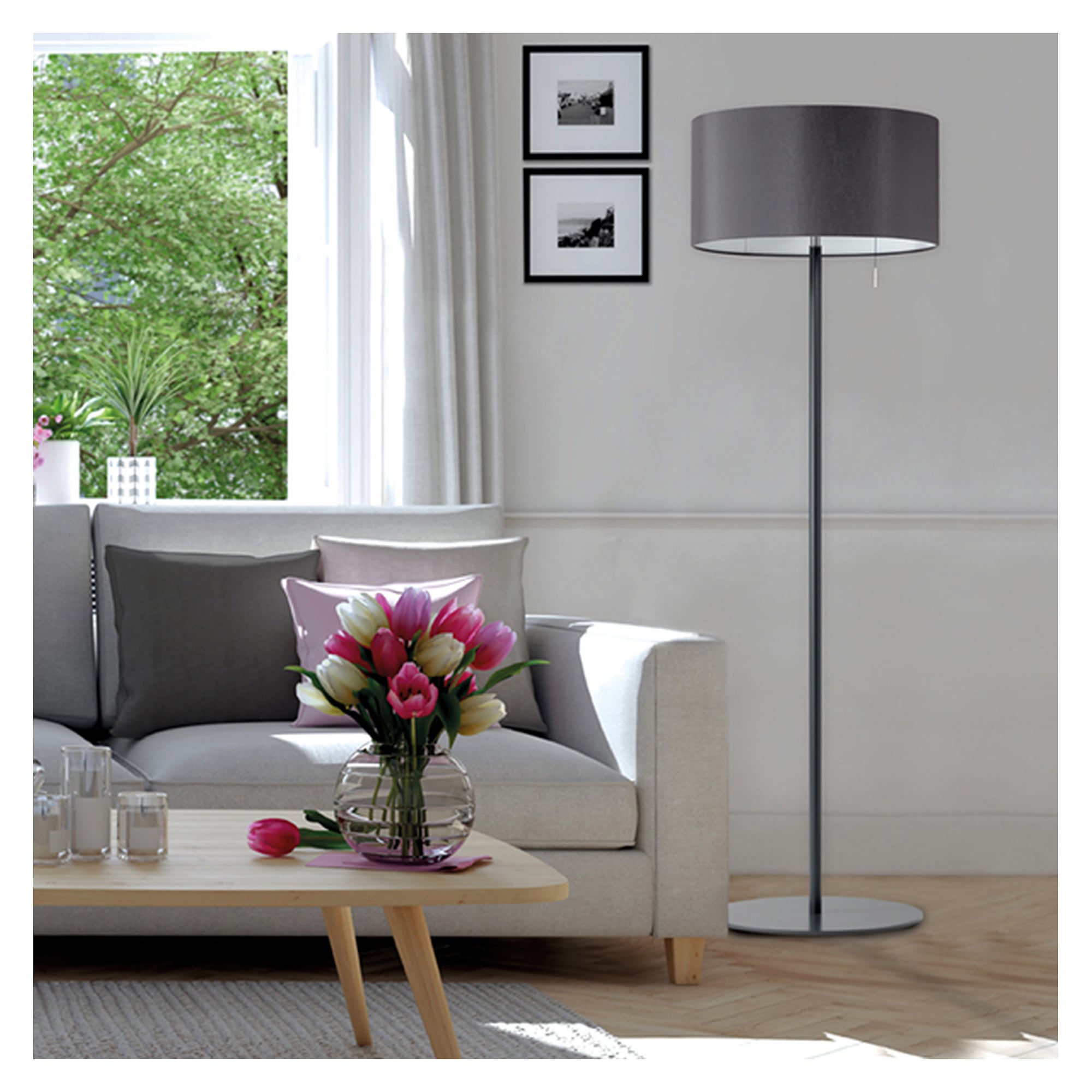 LED floor lamp VIVAA.free VFS 7000/930/D, 3000 K, metal base, 7200 lm