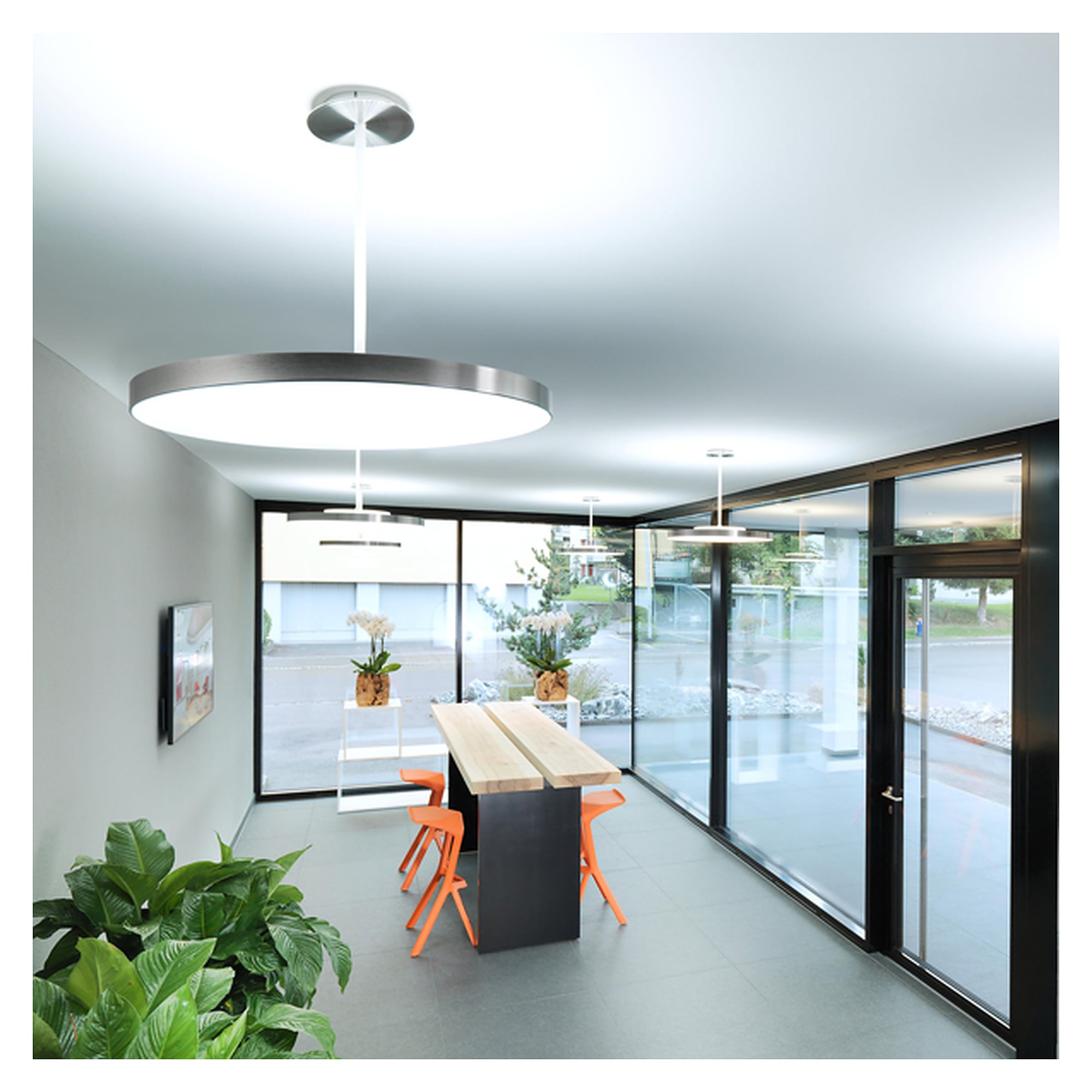 LED-Pendelleuchte VIVAA C 600 DALI, 8800 lm, 3000 K, Edelstahl