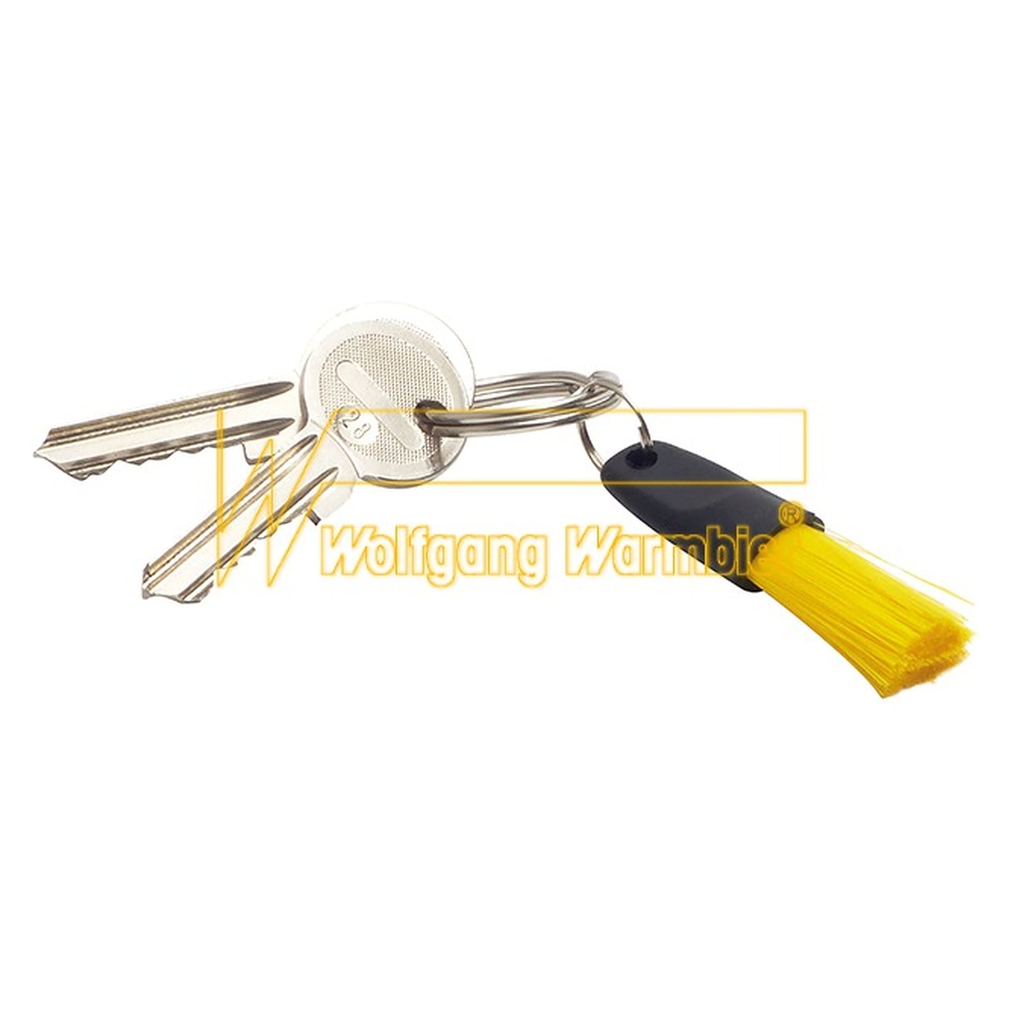 Brosse ESD porte-clés, poils durs en nylon jaune, 17 mm, dissipative - Warmbier 6104.Y.1200