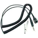 Warmbier 2101.780.3. ESD Mini spiral cable, 2 MOhm, black, 2,4 m, 3 mm push button, banana plug