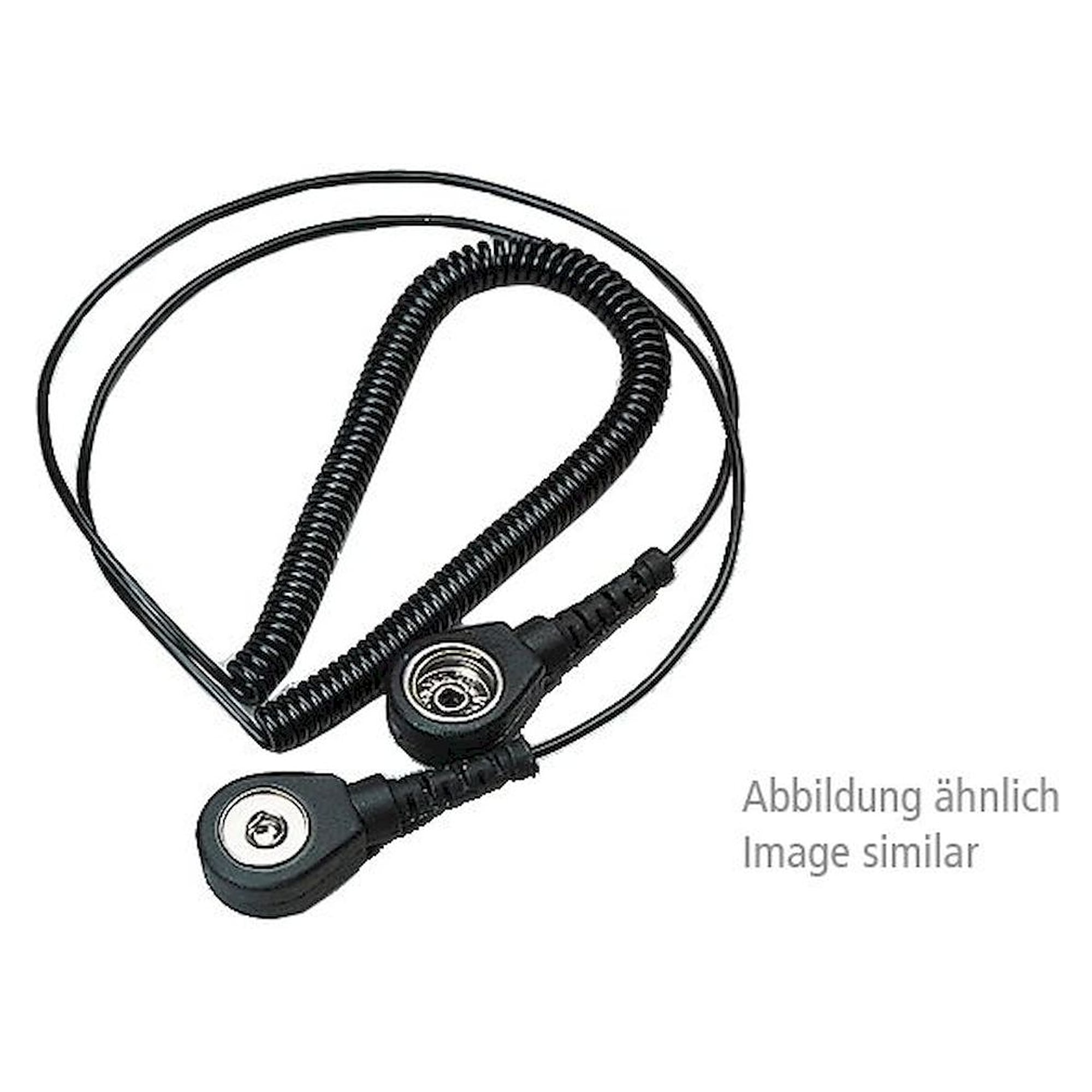 Warmbier 2101.780.3.10. ESD Mini Spiralkabel, 2 MOhm, schwarz, 2,4 m, 3/10 mm Druckknopf