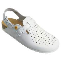 WARMBIER. ESD Clogs Ladies/Men Elektra, heel strap, white, size 35