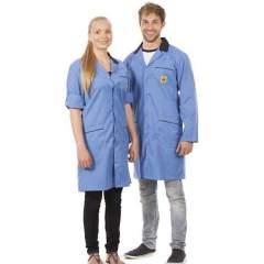Warmbier 2618.AM160.B.L. ESD work coat, unisex, blue/dark blue, 3/4 length, L