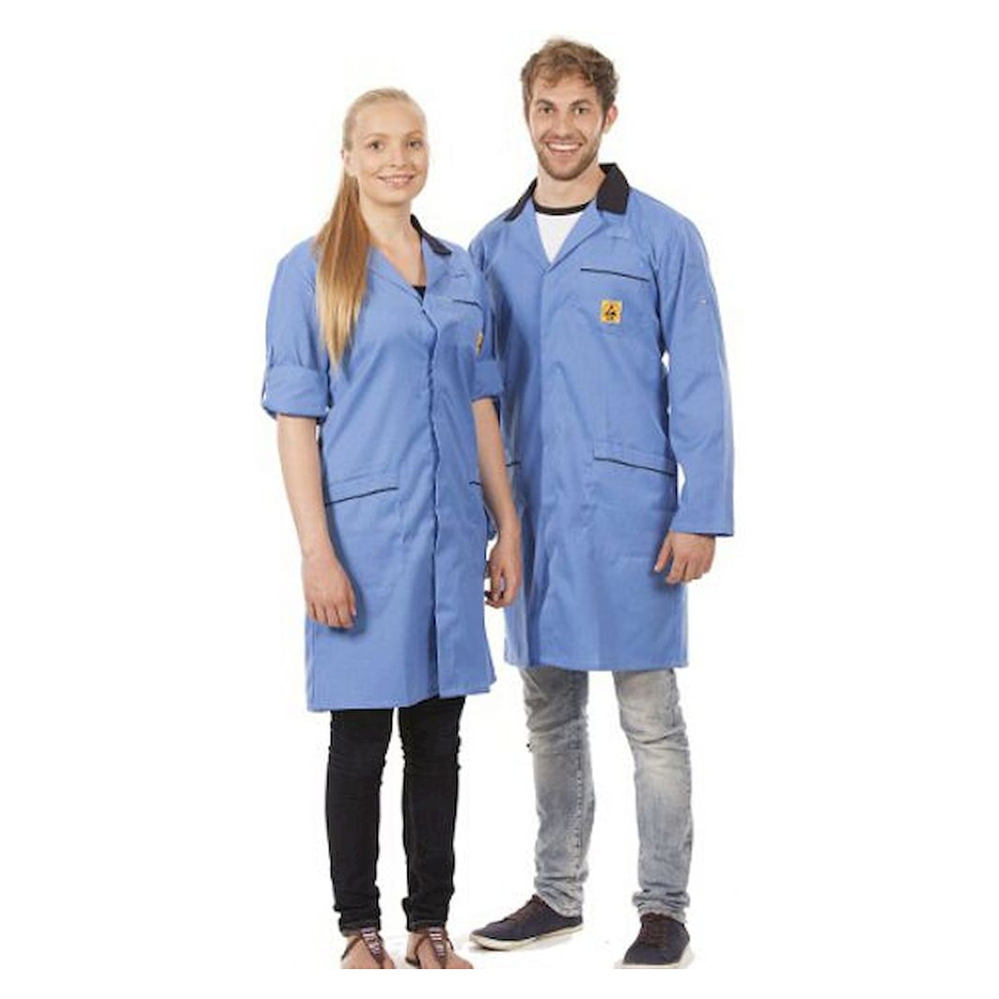 Warmbier 2618.AM160.B.S. ESD Arbeitsmantel, unisex, blau/dunkelblau, S