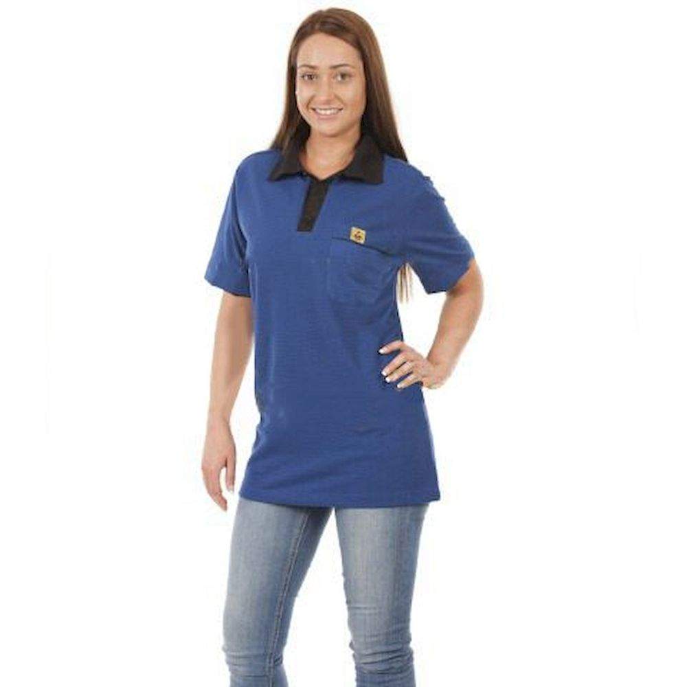 Warmbier 2627.P.5XL. ESD Polo-Shirt kurzarm, blau, unisex, 5XL