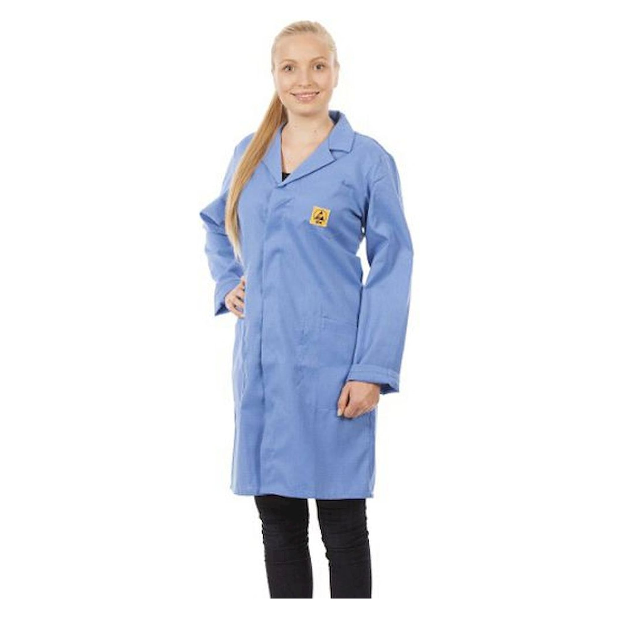 Warmbier 2630.AM160.XS. ESD Arbeitsmantel, unisex, blau, 3/4 Länge, XS