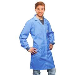 Warmbier 2635.AM160.C.L. ESD work coat, unisex, 3 mm snap fastener, blue, 3/4 length, L