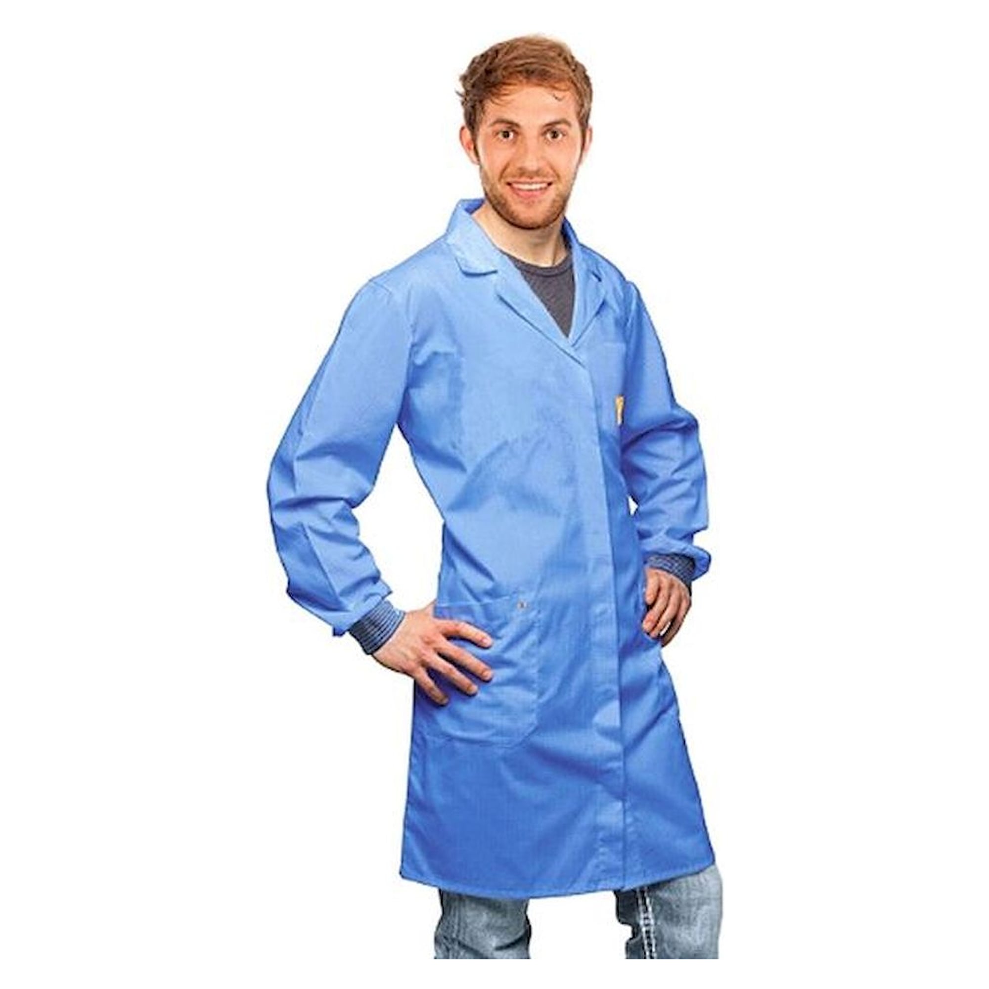 Warmbier 2635.AM160.C.M. ESD Arbeitsmantel, unisex, 3 mm Druckknopf, blau, 3/4 Länge, M