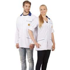 Warmbier 2660.KL160.W.L. ESD work coat, unisex, white/blue, short, L