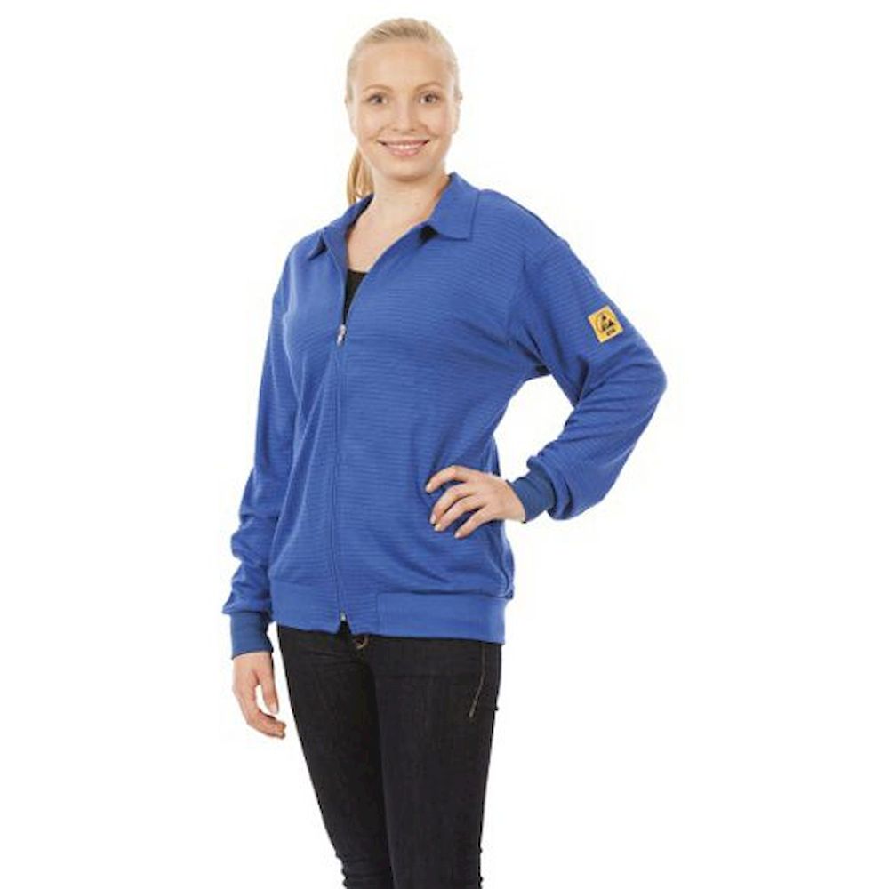 Warmbier 2671.SJ.B.2XL. ESD Sweatjacke langarm, blau, unisex, XXL