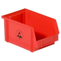 Warmbier 5321.R.4. ESD visible storage box IDP-STAT, conductive, red, 235x145x125 mm