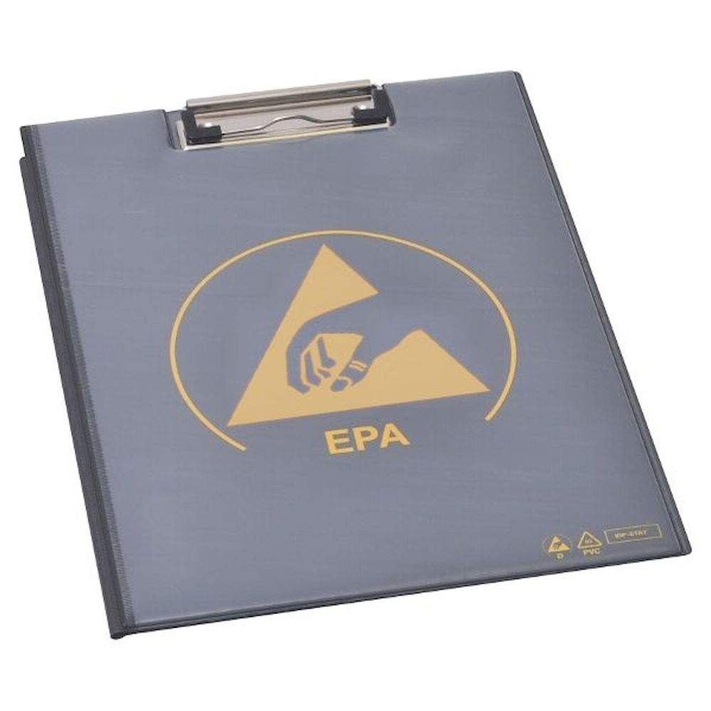 Warmbier 5710.CB.B. ESD Klemmbrett mit Deckel, DIN A4 PVC IDP-STAT, 485x315 mm, schwarz