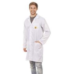 Warmbier 8710.AM120.M. ESD work coat, unisex, white, 3/4 length, M