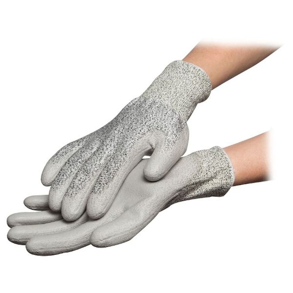 WARMBIER 8745.APU.CR.S. ESD Schnittschutz-Handschuh, hellgrau,Pu-Gummierung, Gr. S