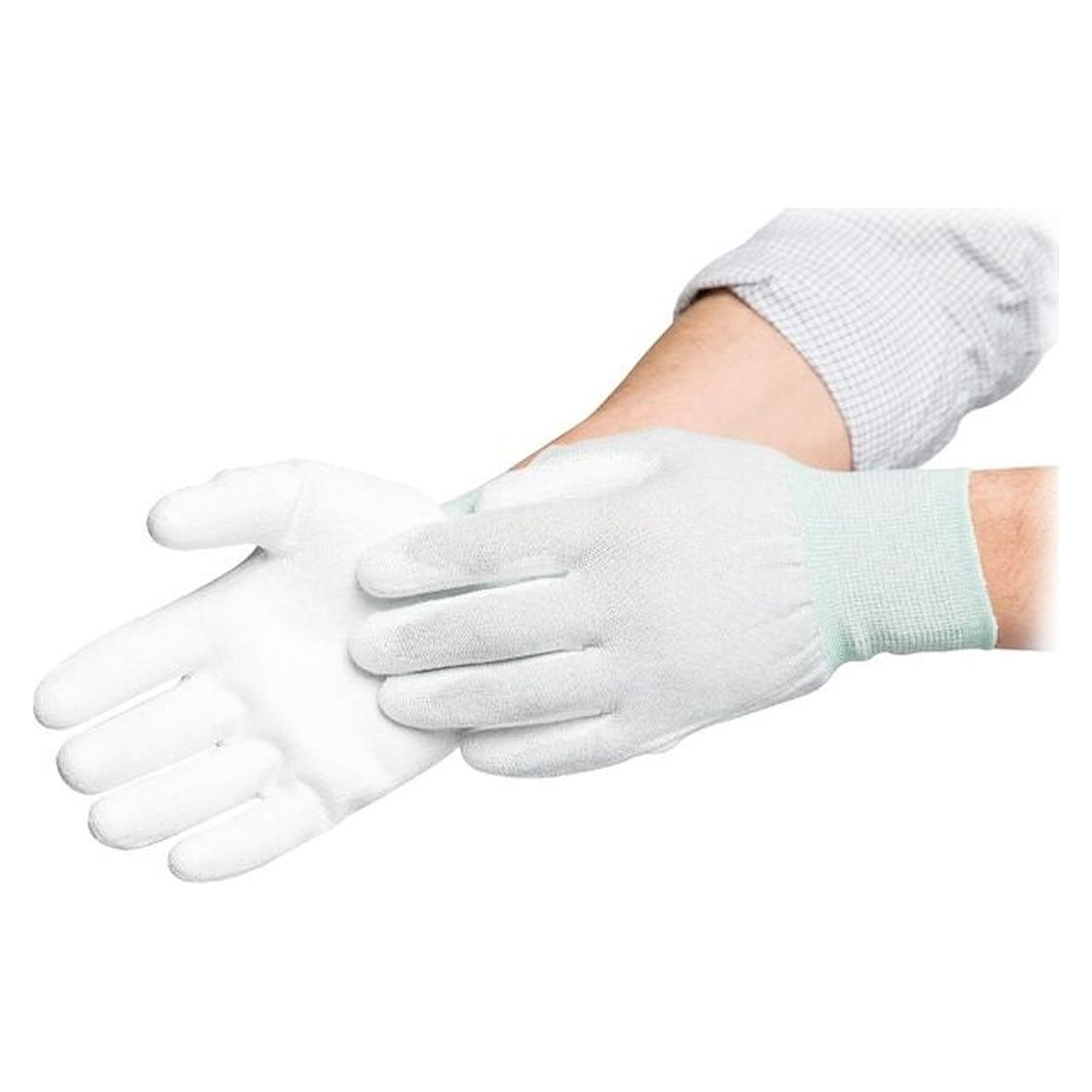 WARMBIER 8745.APU.K.S. ESD-Handschuhe mit Bündchen, weiß, PU-Gummierung Handinnenseite, Gr. S