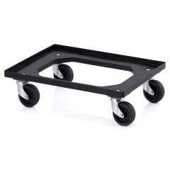 ESD transport roller, black, for 600x400 mm boxes, 4 swivel castors