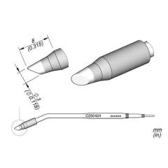 JBC C250424. Soldering tip bevelled, 3 mm, for AL250 and AP250, C250424