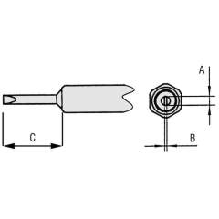 Weller NT6. Waver soldering tip Chisel shape, width 1.6 mm, thickness 0.4 mm, length 7.4 mm