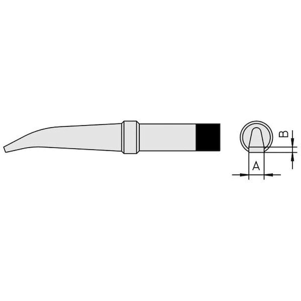 Weller T0054130799. Waver soldering tip PT-MX7 chisel-shaped bent, one side wettable, 3.2x1.2 mm, 370 °C